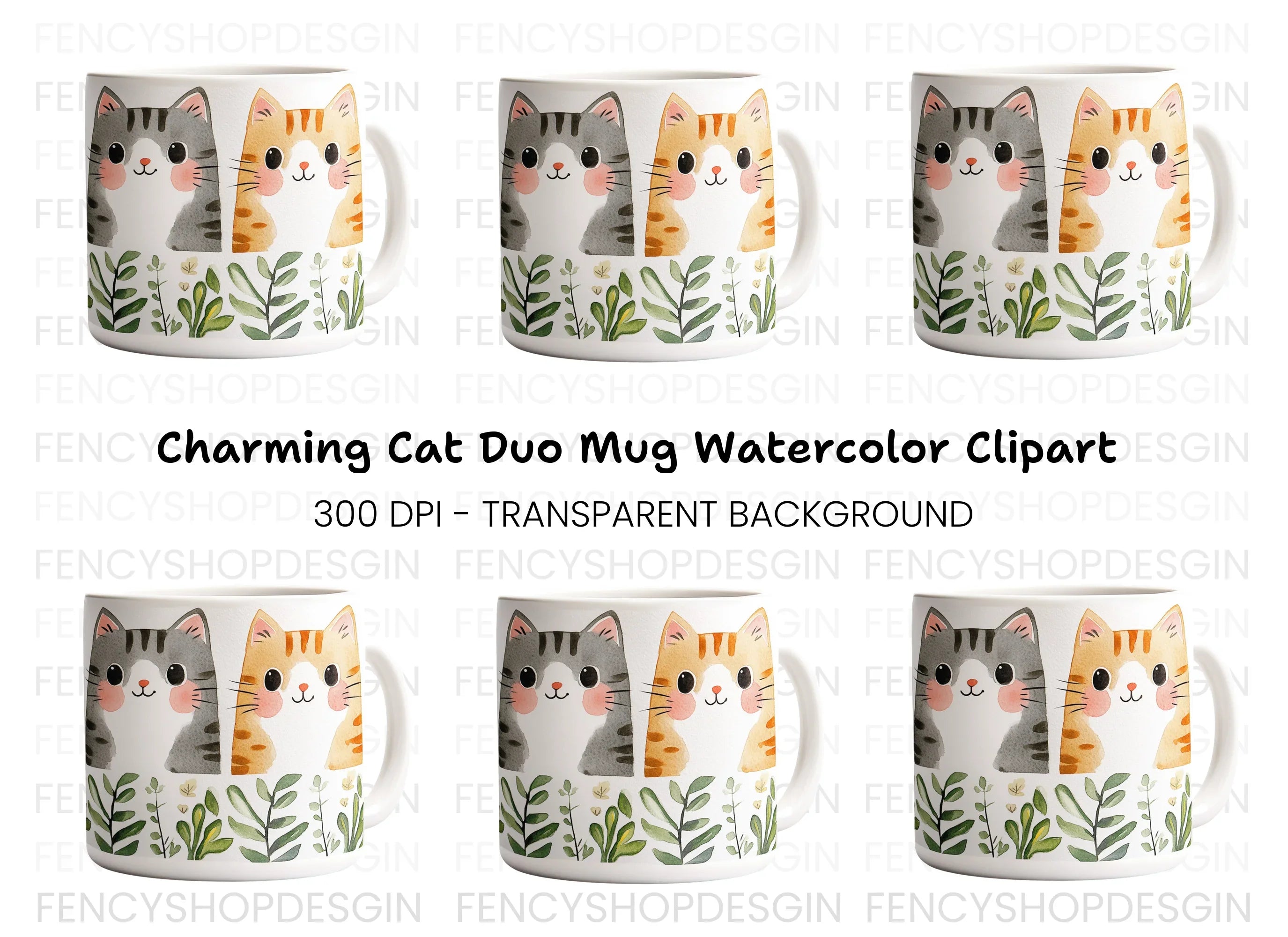 Cute Cat Duo Clipart Bundle