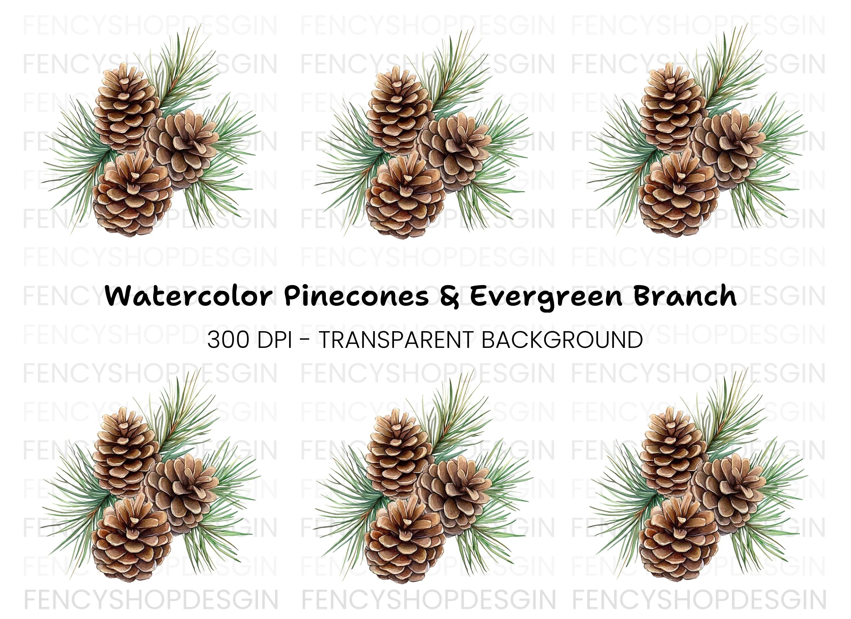 Pine Cones and Needles Clipart Bundle