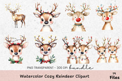 Cozy Reindeer Clipart Bundle - CraftNest - Digital Crafting and Art