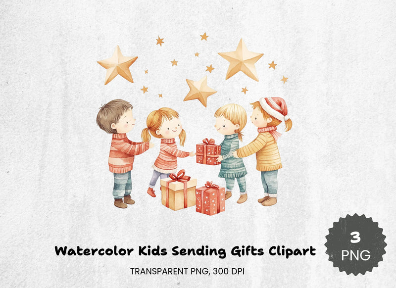 Kids Sending Gifts Clipart Bundle - CraftNest - Digital Crafting and Art