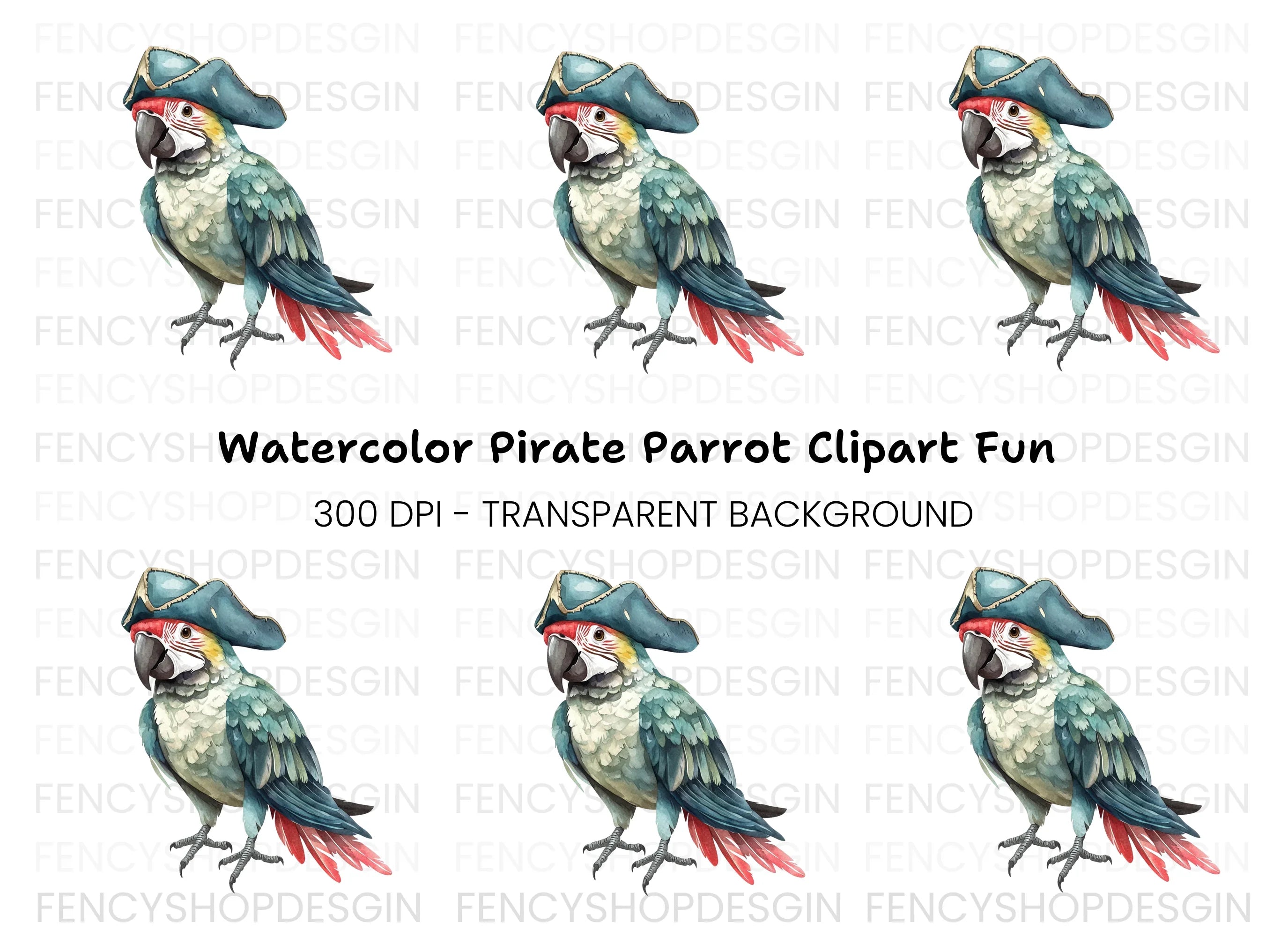 Pirate Parrot Clipart Bundle