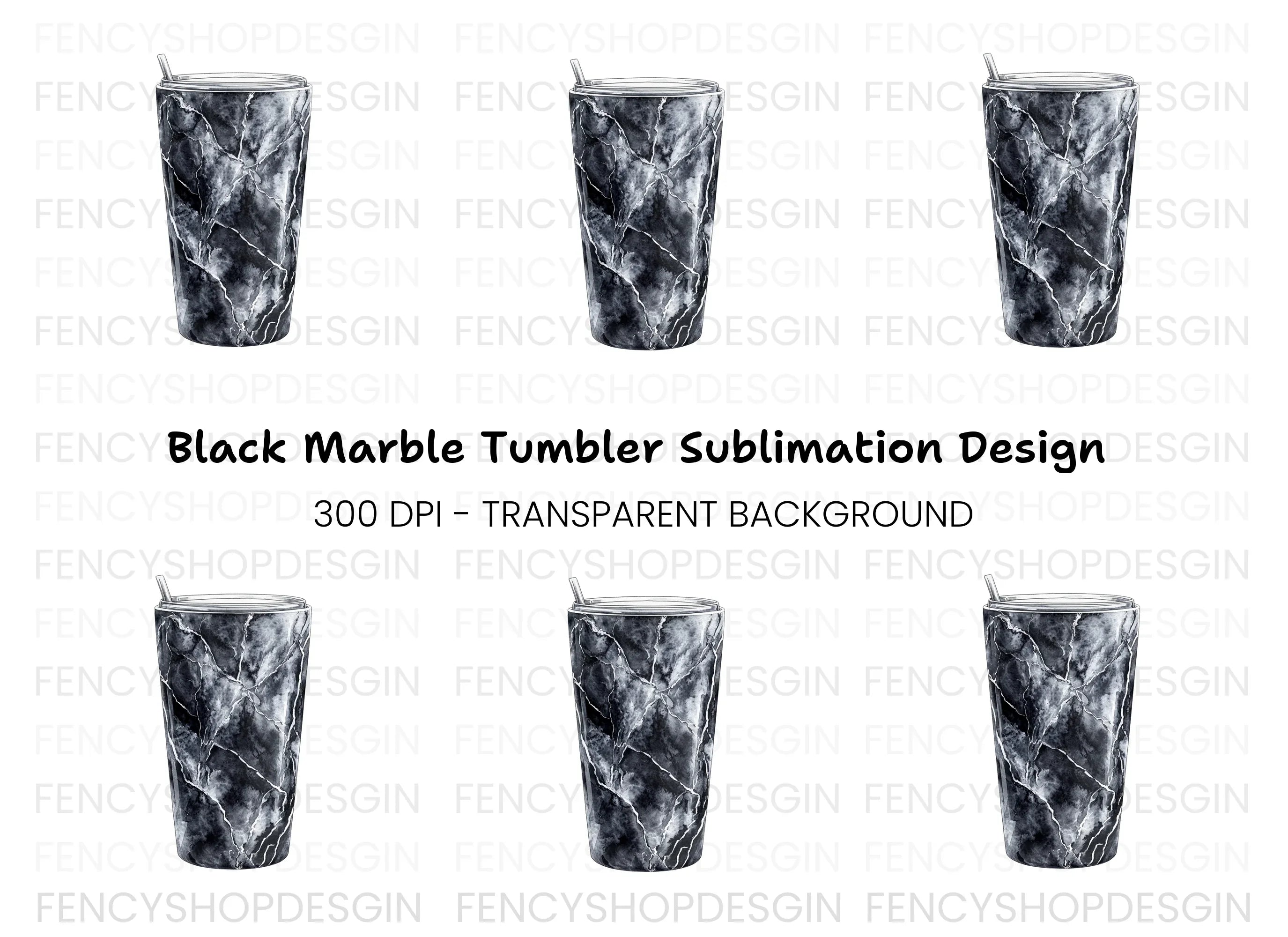 Black Marble Tumbler Clipart Bundle
