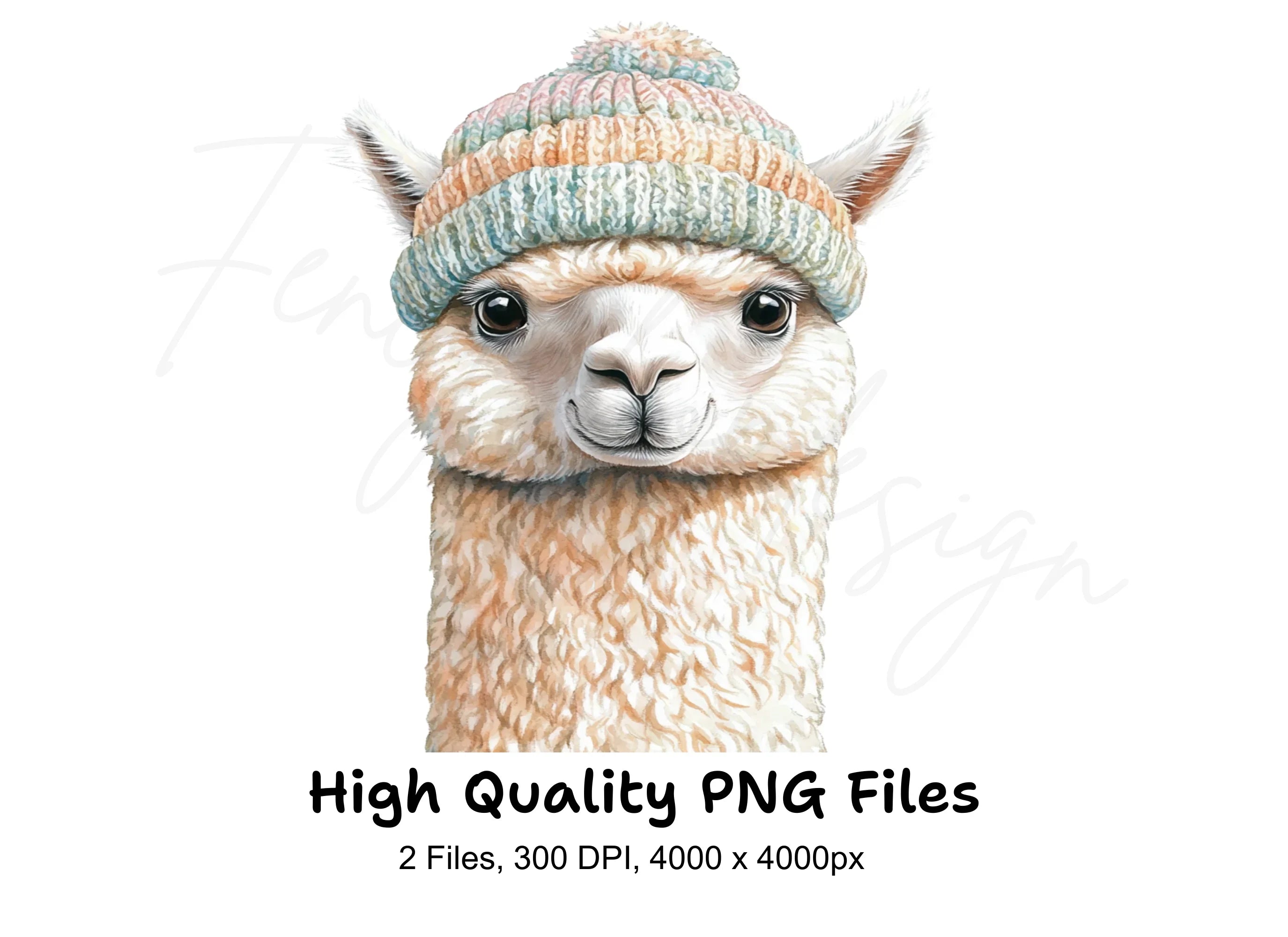 Cute Alpaca Winter Hat Clipart Bundle