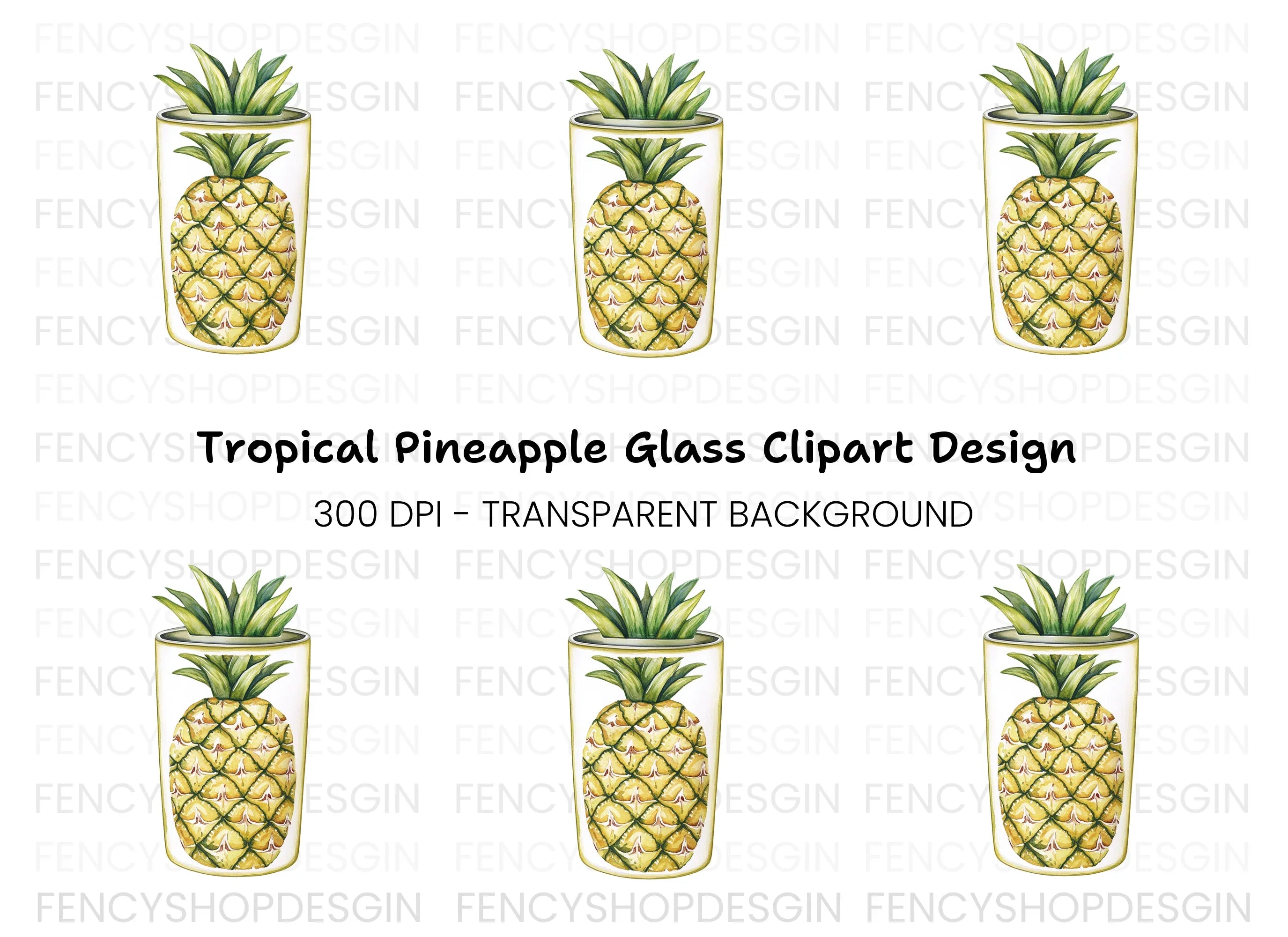 Pineapple Tumbler Clipart Bundle