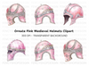 Fantasy Pink Knight Helmets Clipart Bundle