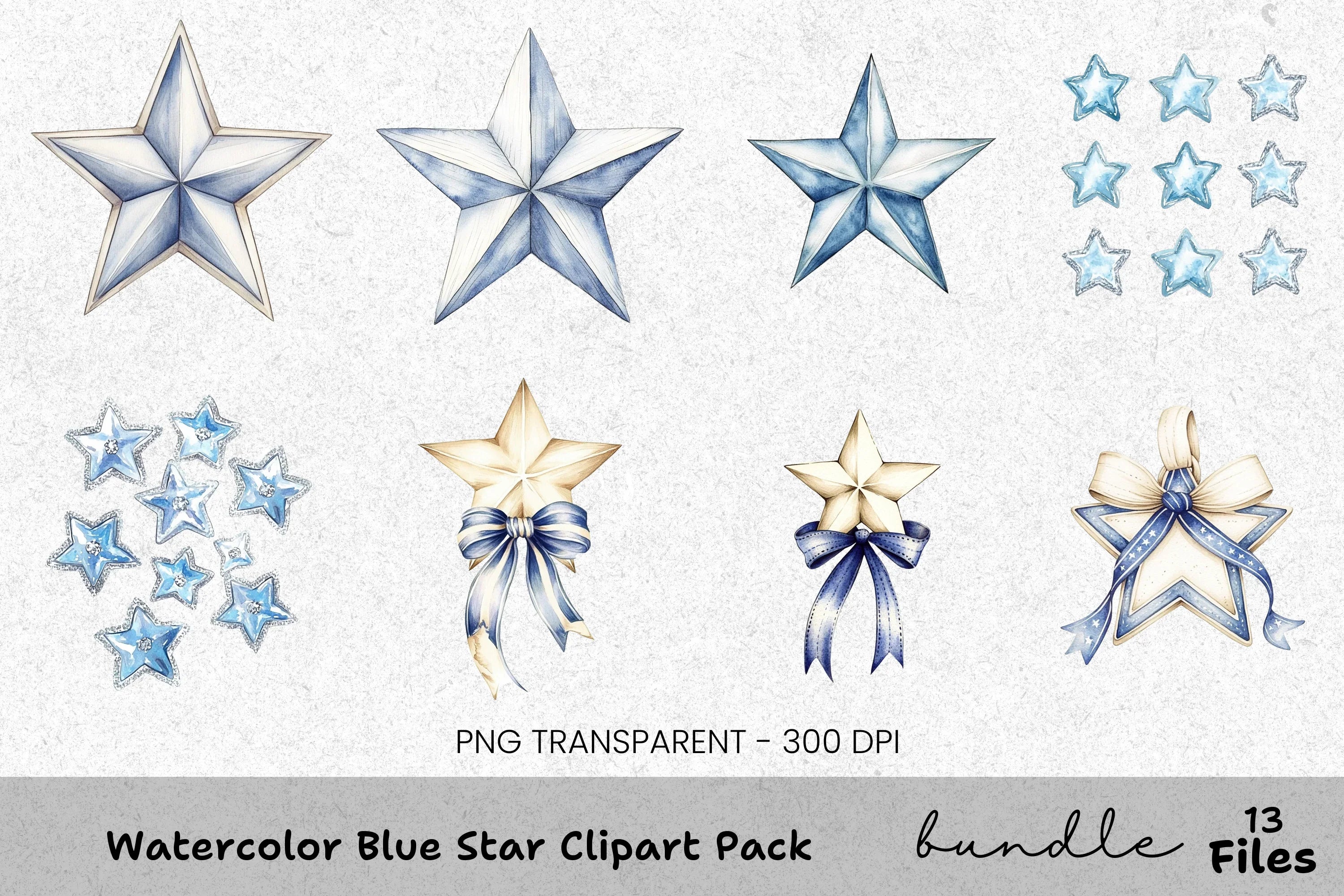 Blue Star Clipart Bundle