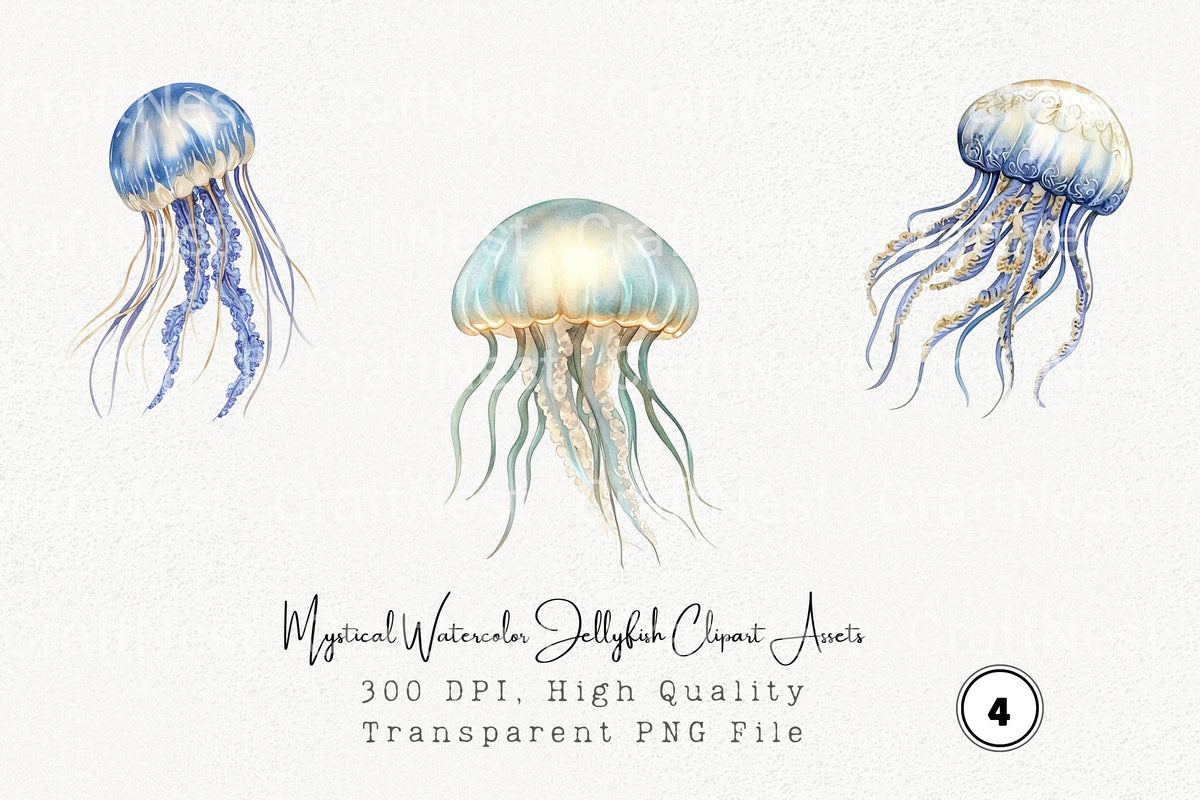 Mystical Jellyfish Clipart Bundle