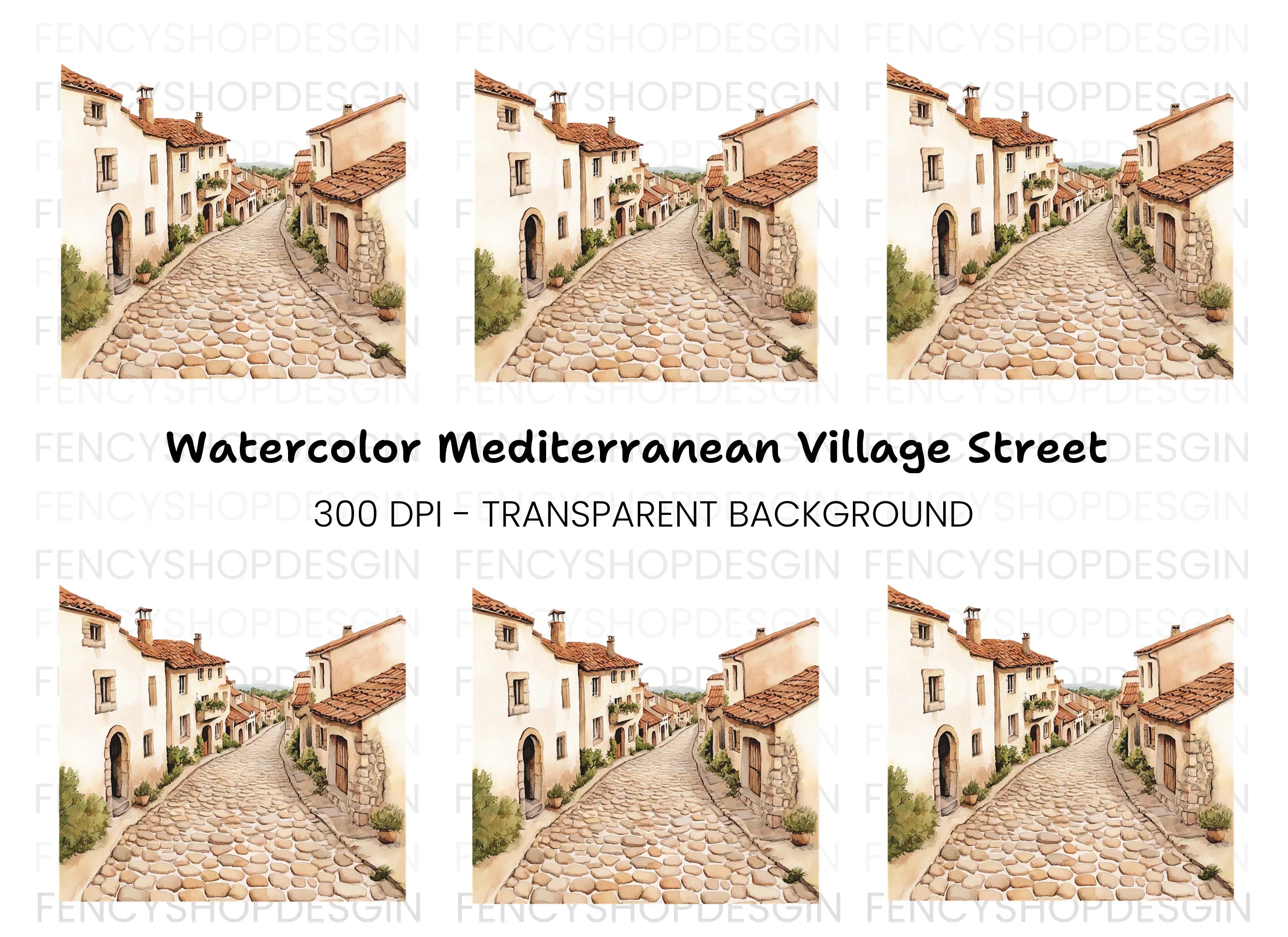 European Village Street Clipart Bundle