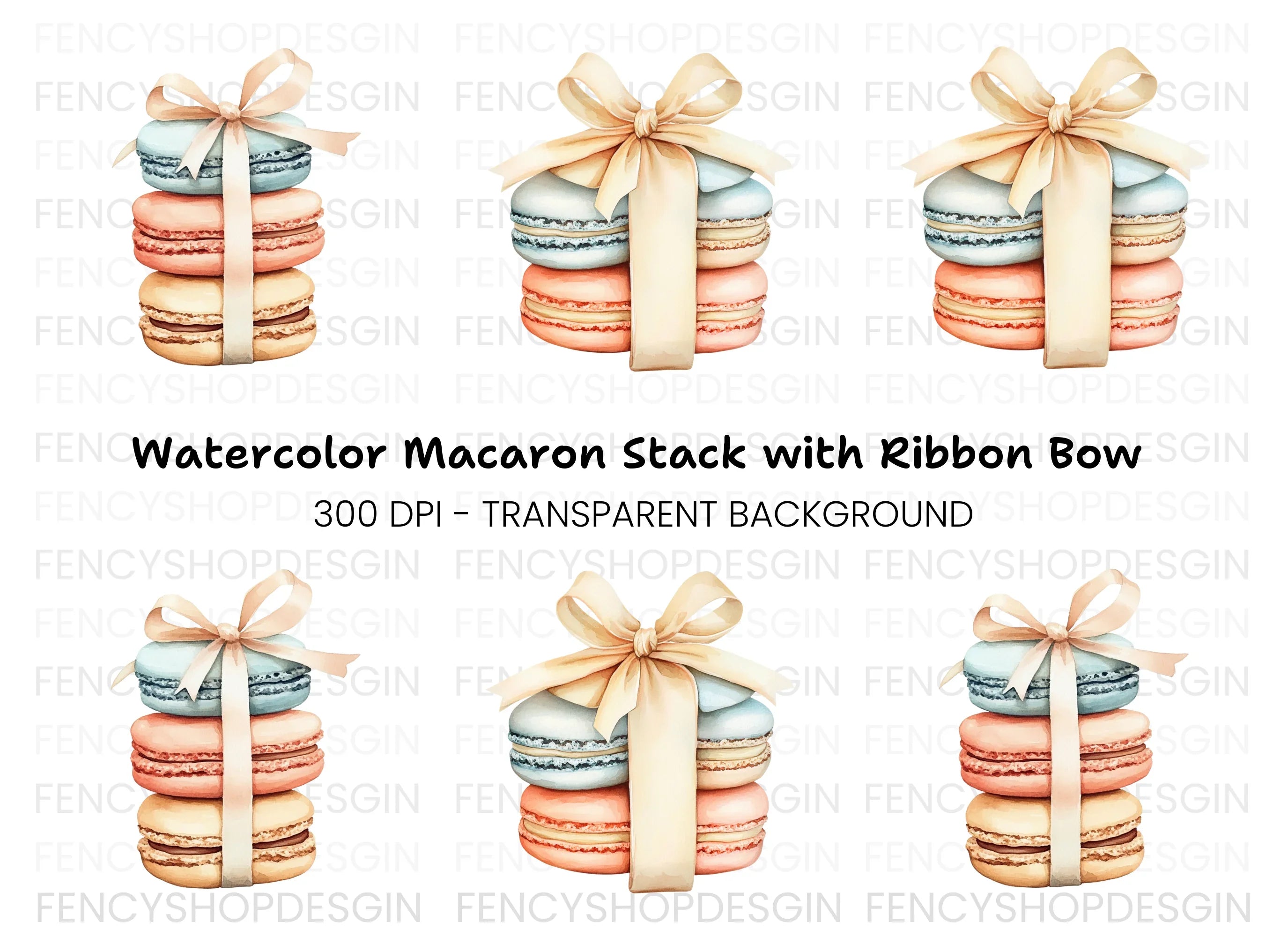 Stacked Macaron Gift Clipart Bundle