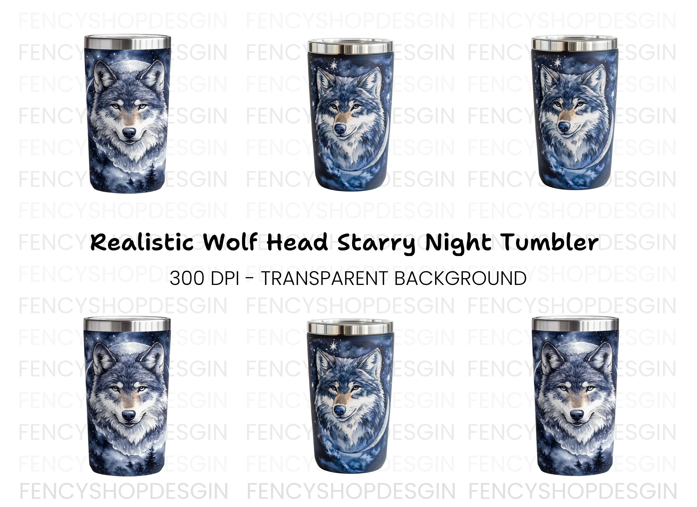 Wolf Tumbler Celestial Night Clipart Bundle