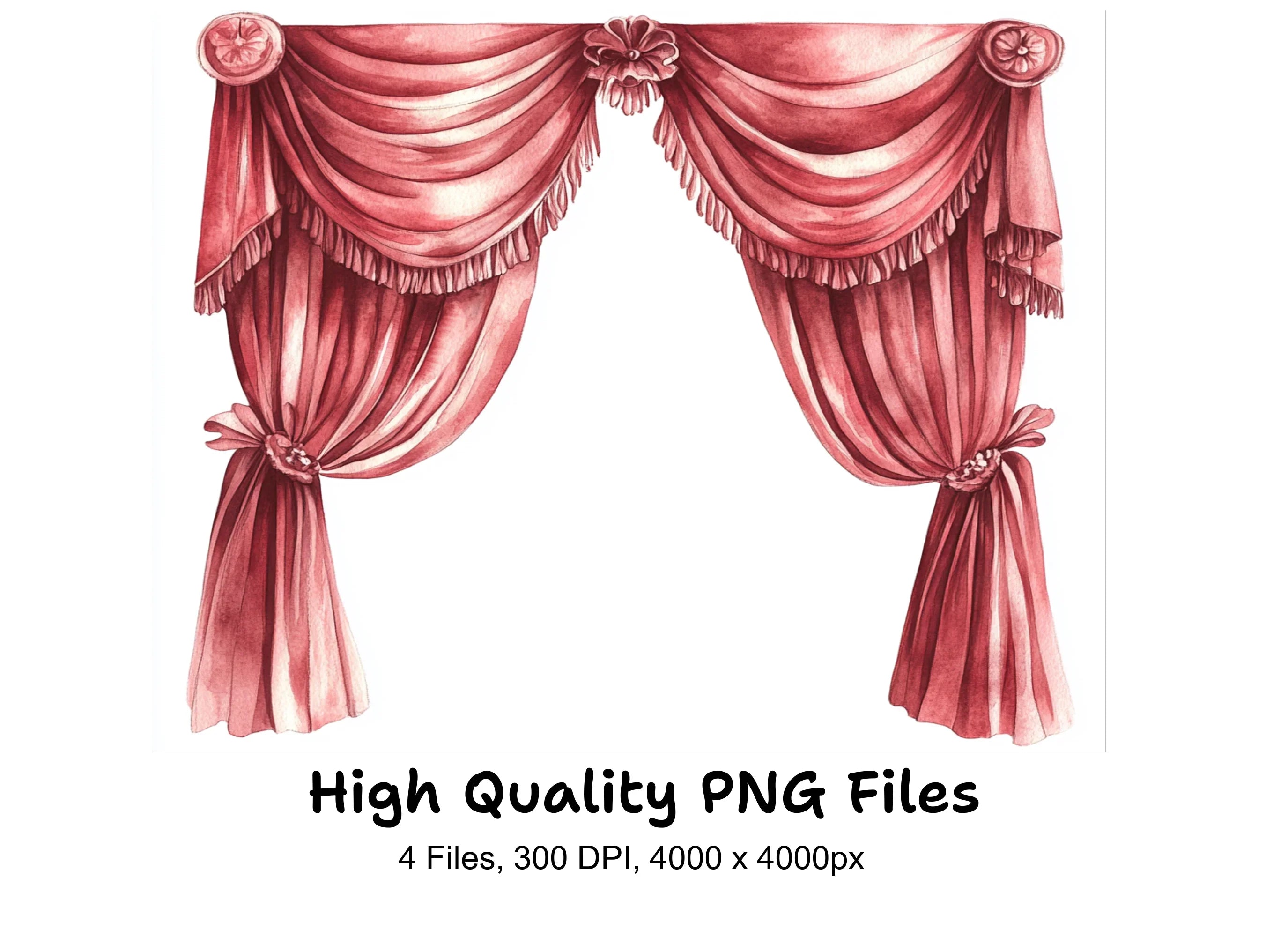 Luxurious Red Curtain Clipart Bundle