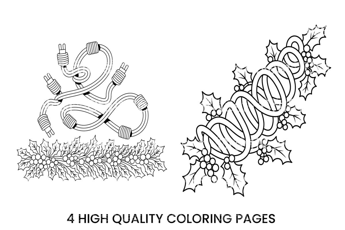Christmas Lights and Holly Coloring Books
