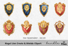 Regal Lion Crests Shields Clipart Bundle