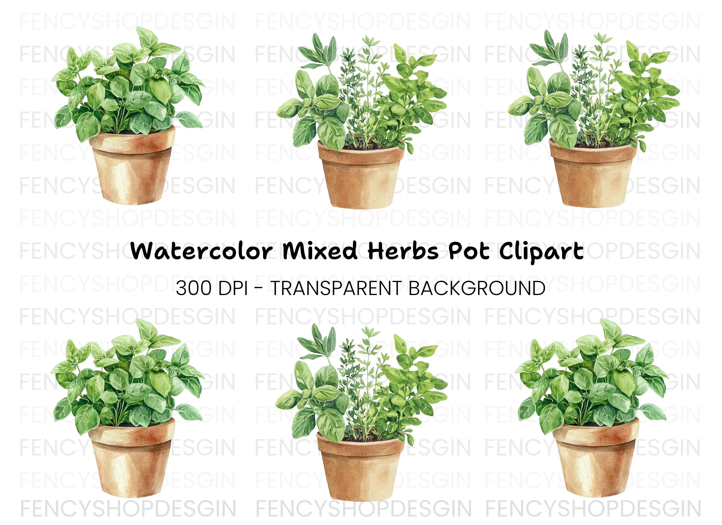 Herb Pots Clipart Bundle