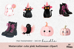 Cute Pink Halloween Clipart Bundle - CraftNest - Digital Crafting and Art