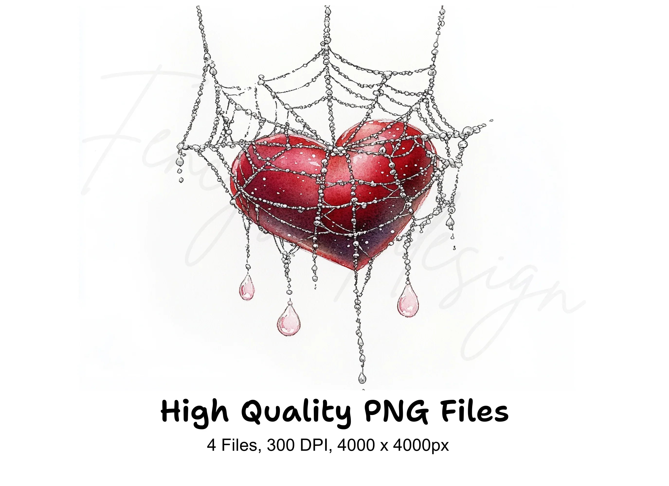 Spiderweb Hearts Clipart Bundle