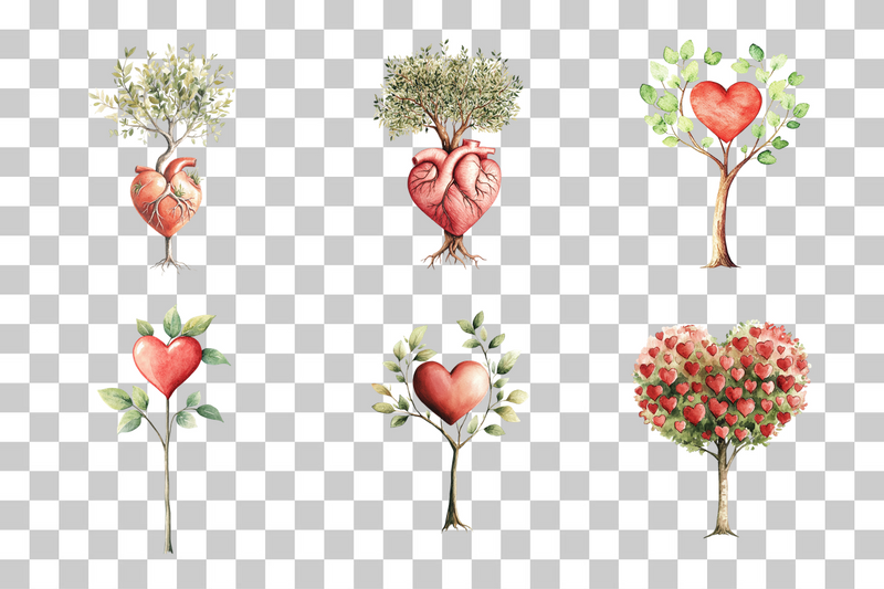 Human Heart Tree Concept Clipart Bundle - CraftNest - Digital Crafting and Art