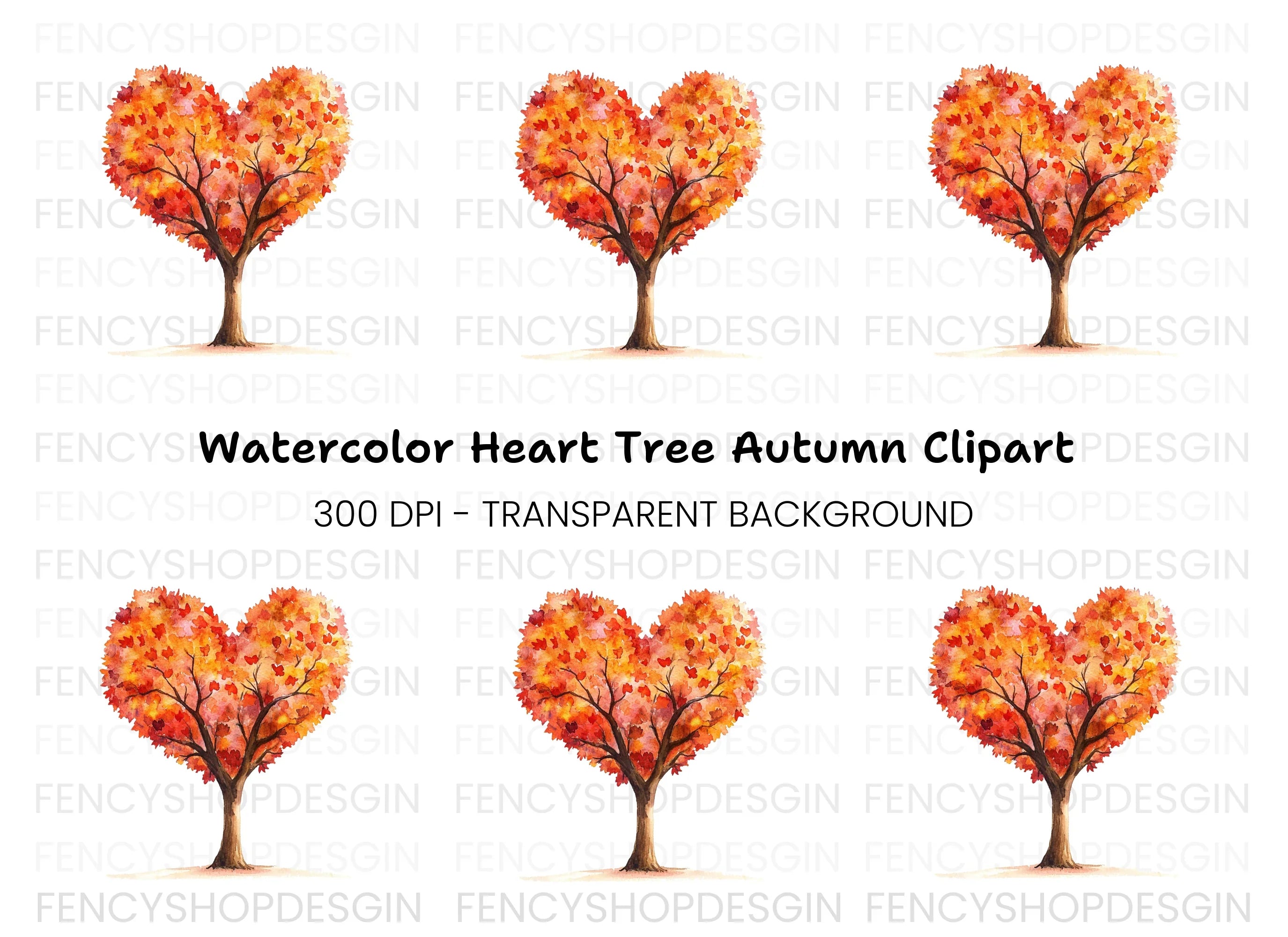 Heart Tree Clipart Bundle