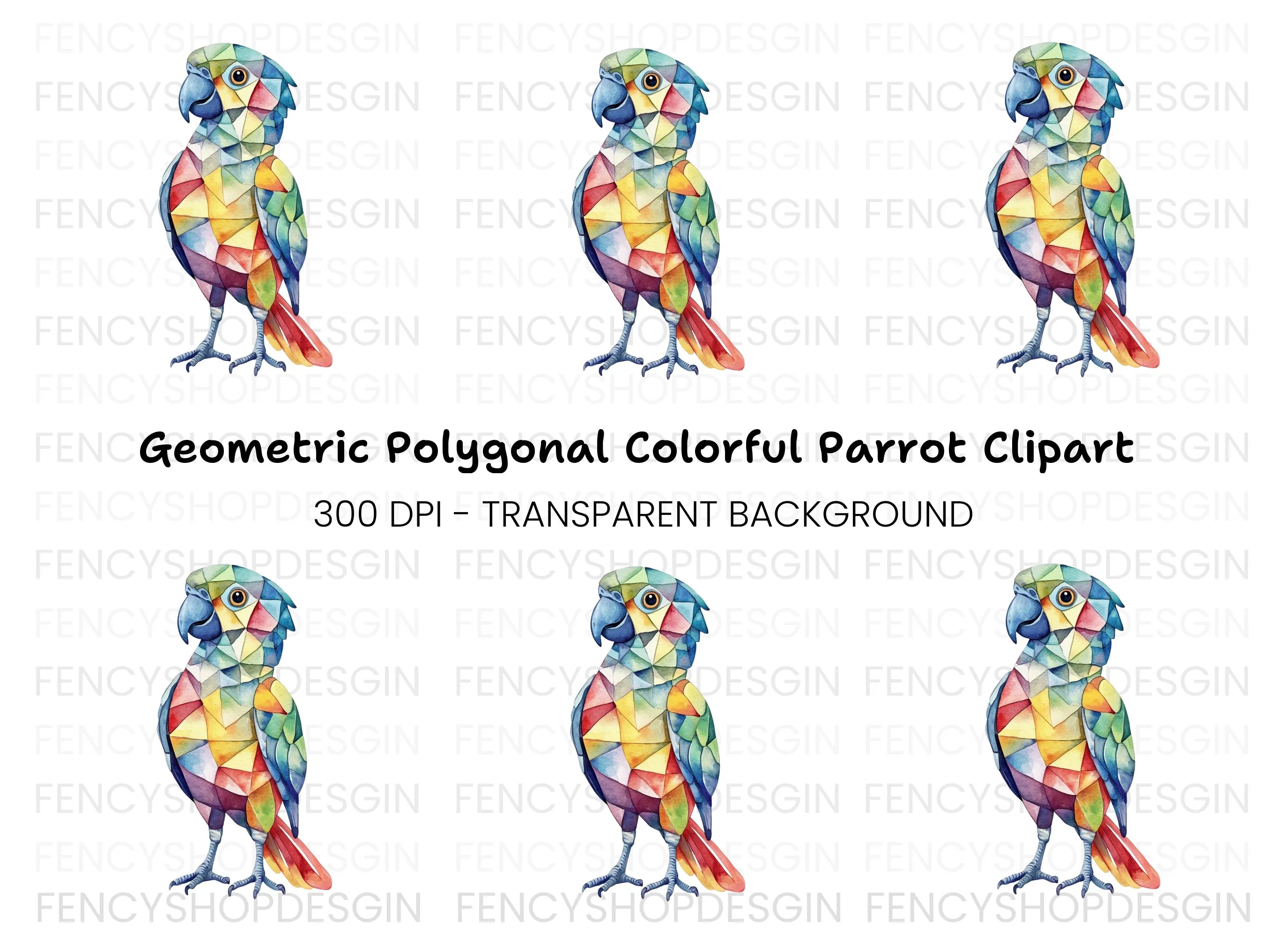 Geometric Parrot Clipart Bundle