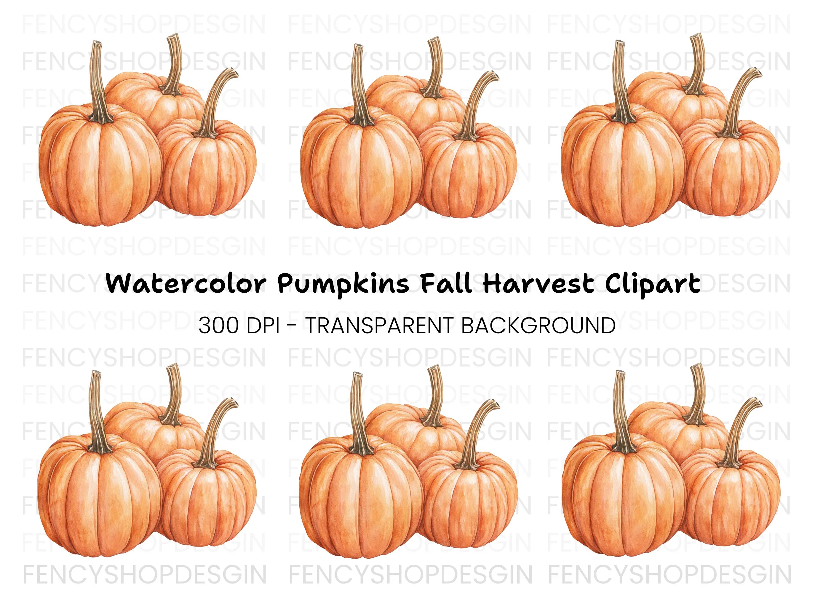 Three Pumpkins Clipart Bundle