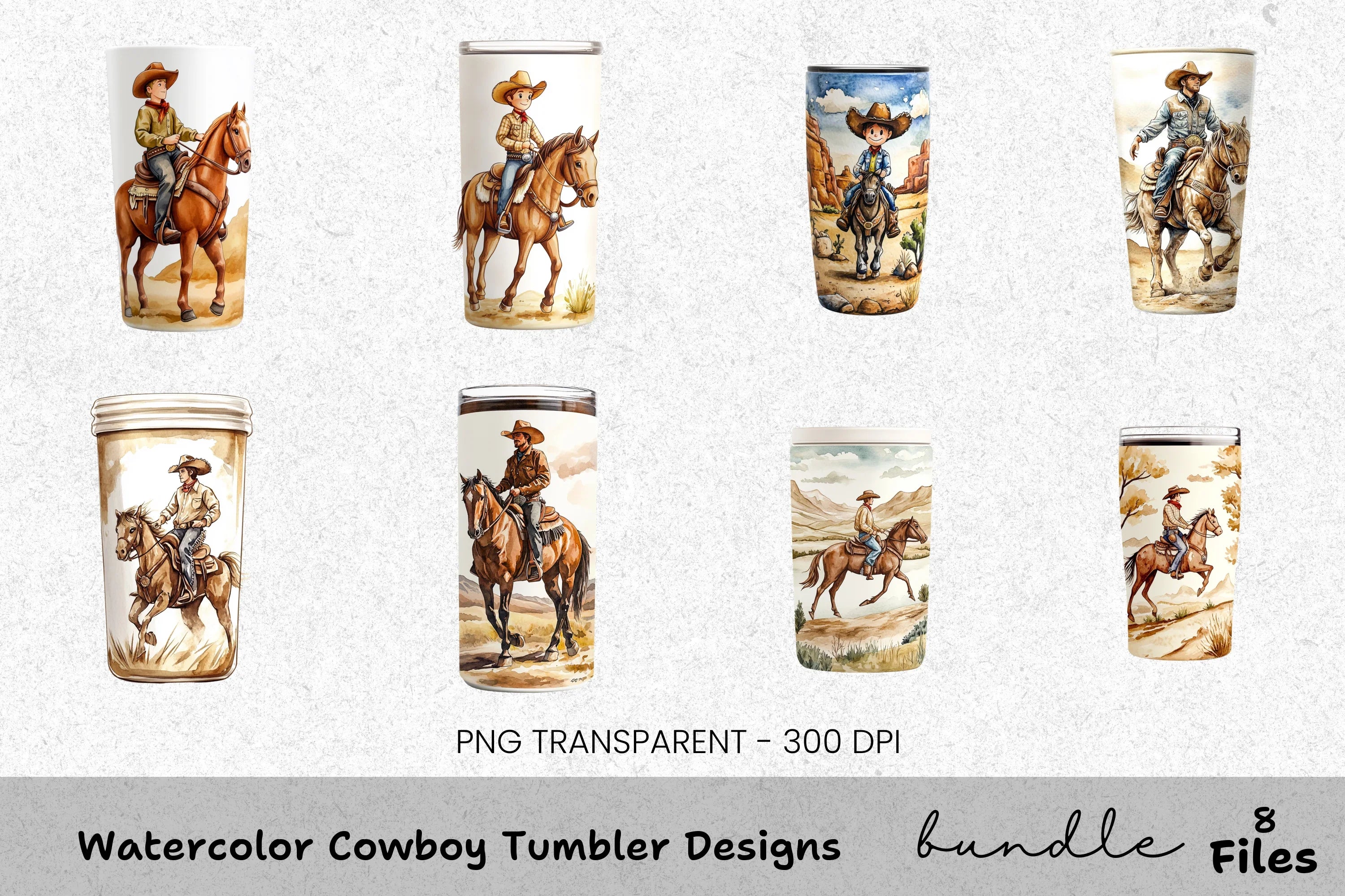 Cowboy Tumbler Designs Clipart Bundle