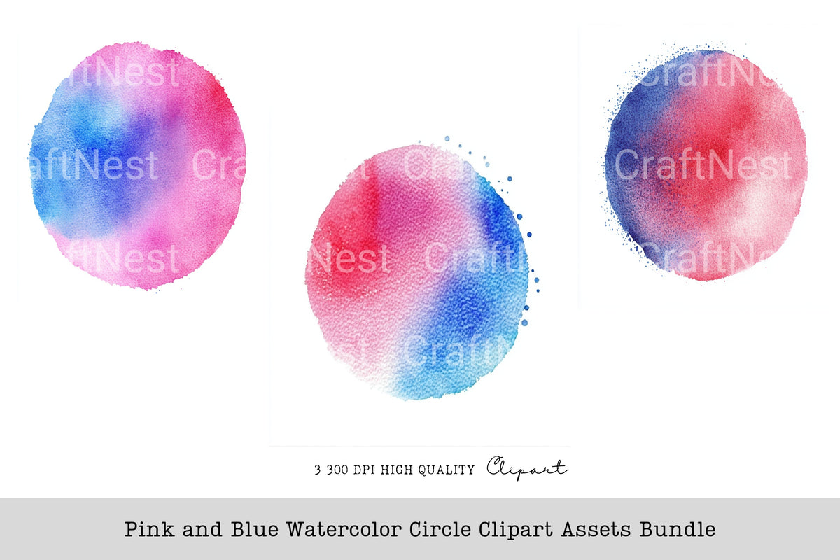 Pink And Blue Circle Clipart Bundle