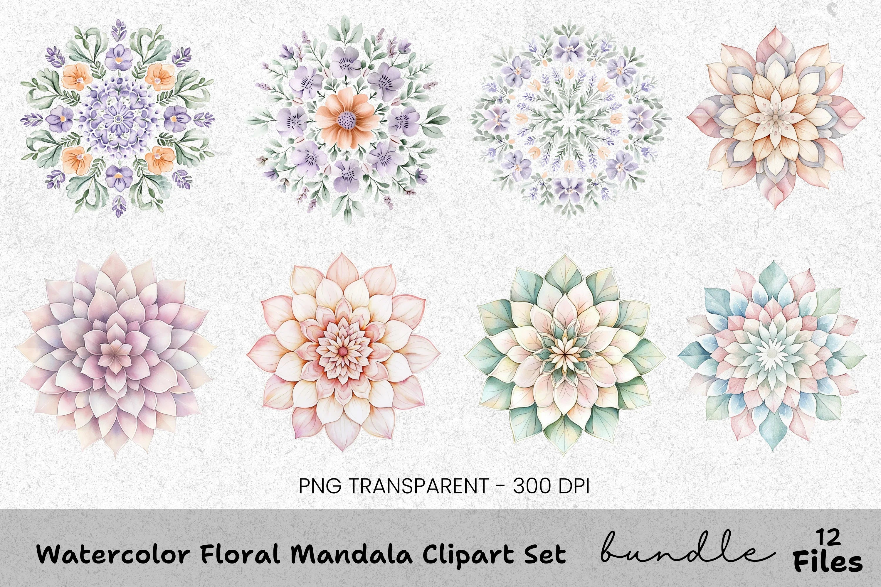 Floral Mandala Clipart Bundle
