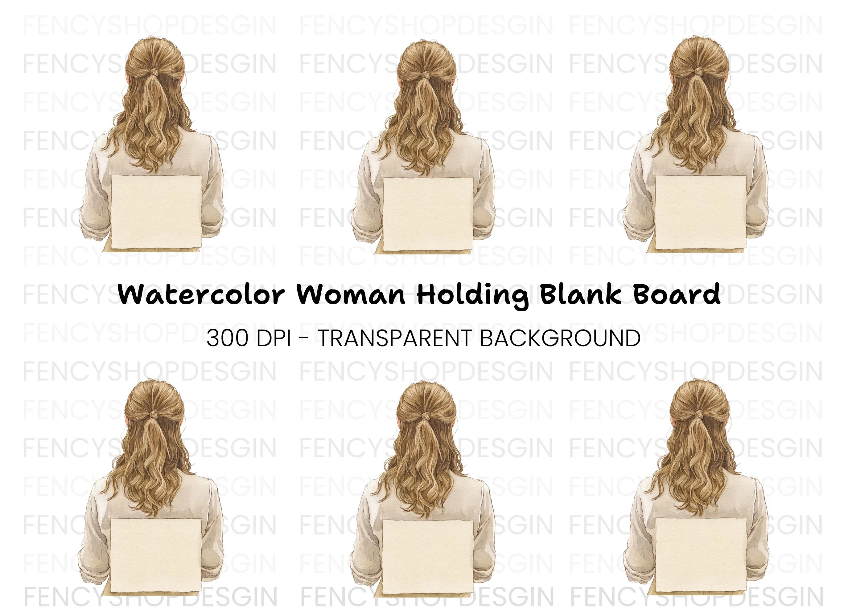 Blank Sign Woman Clipart Bundle