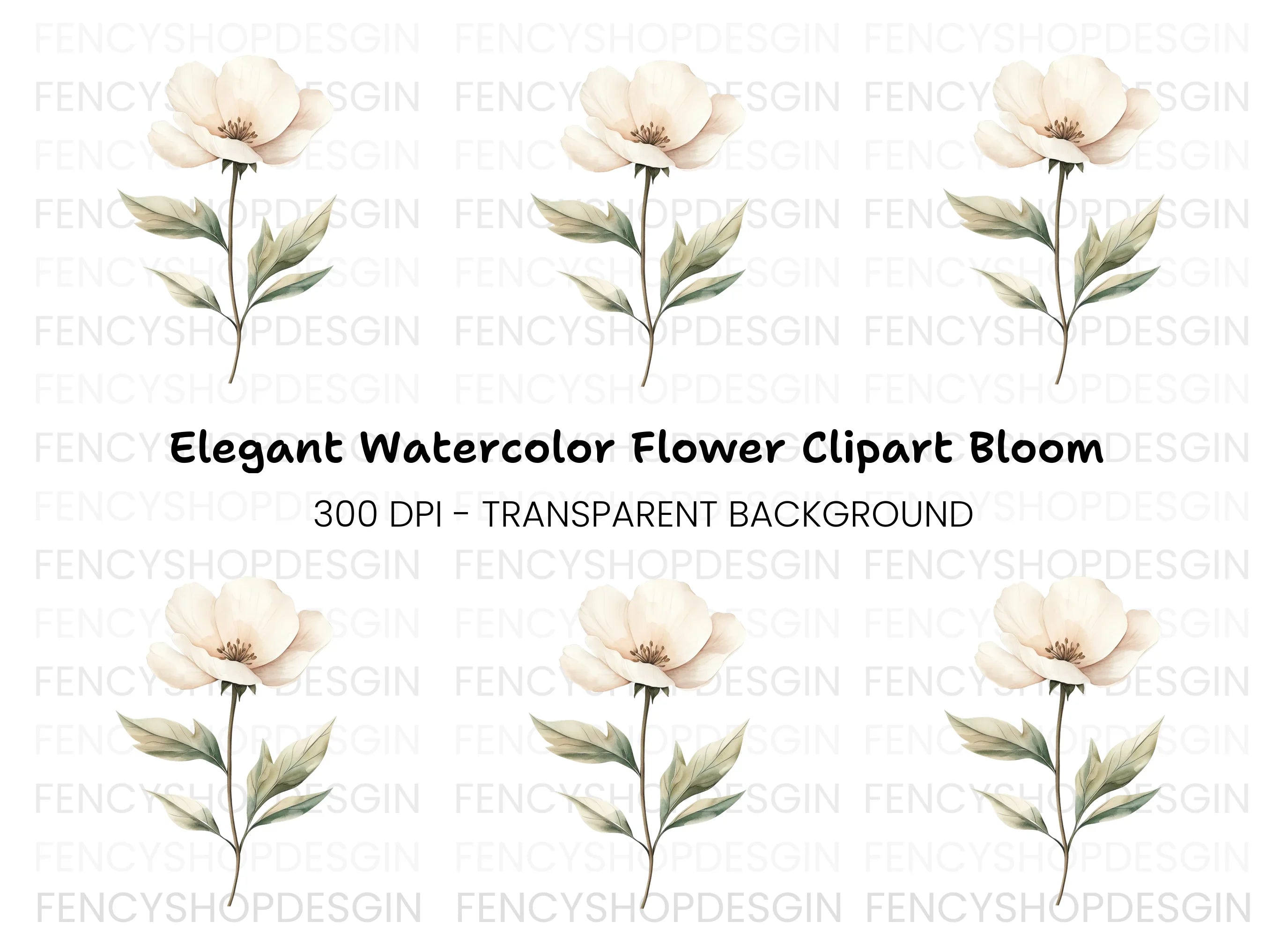 Elegant White Floral Clipart Bundle