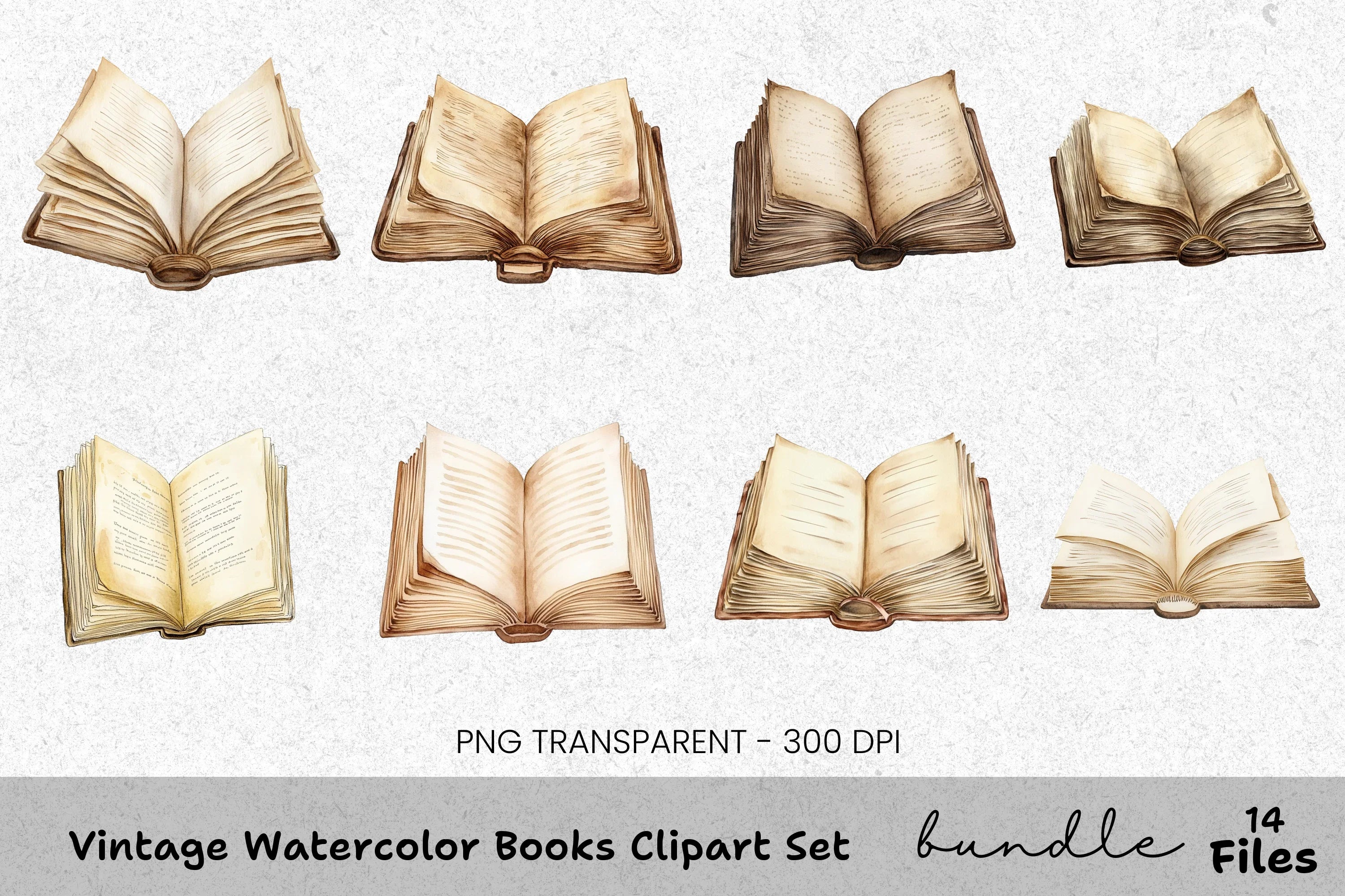 Vintage Books Clipart Bundle