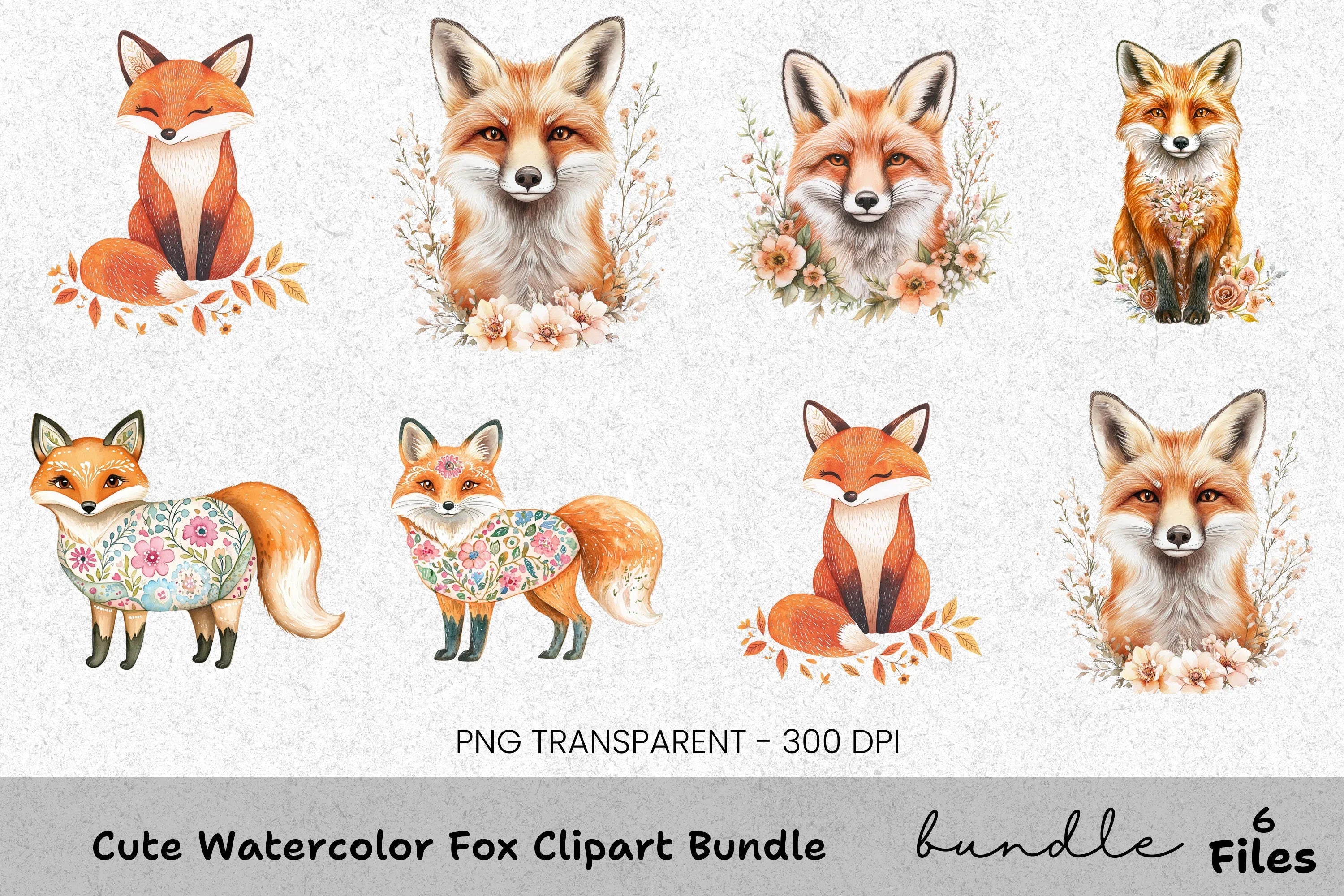 Cute Fox Clipart Bundle