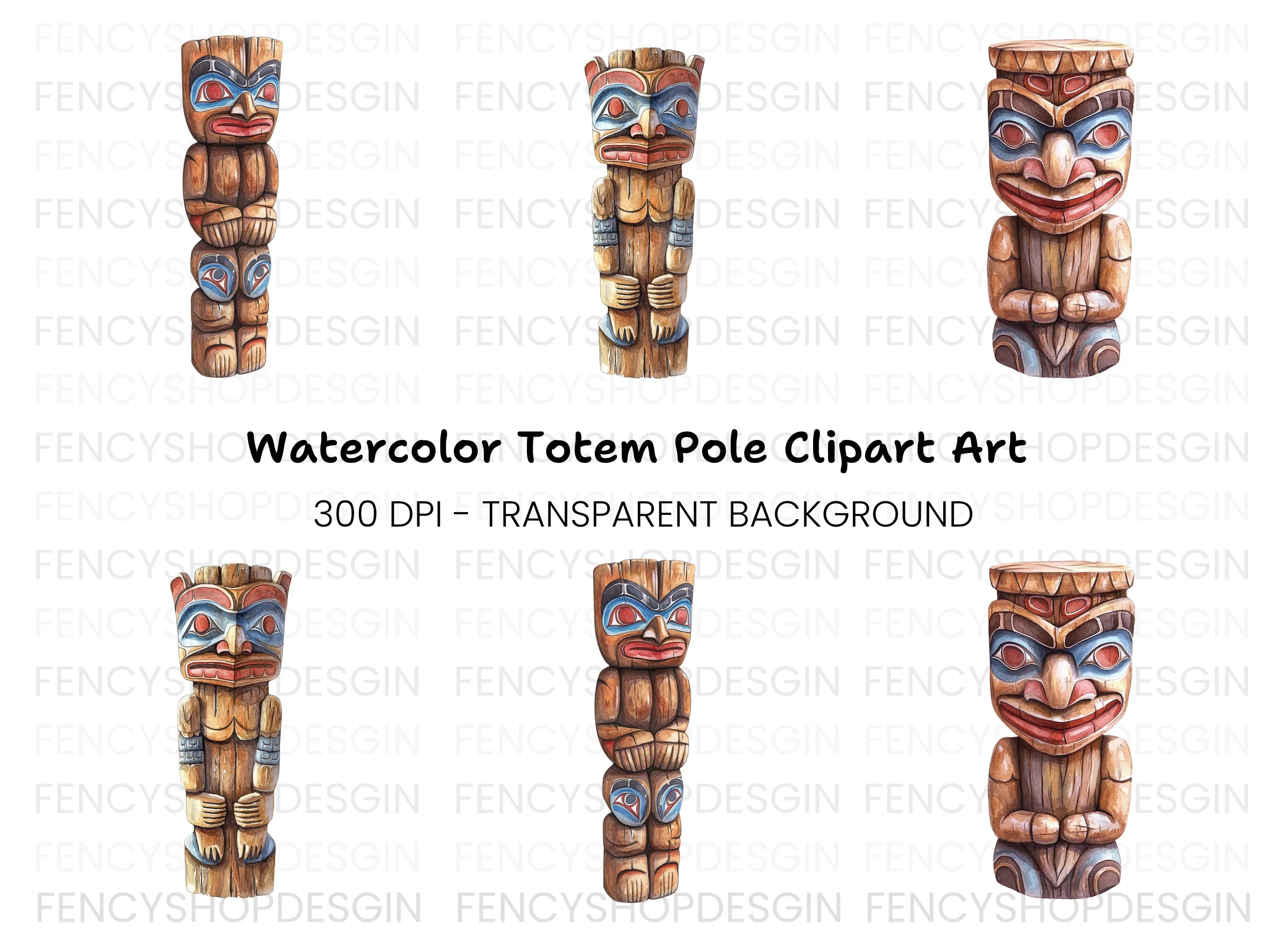 Native American Totem Pole Clipart Bundle