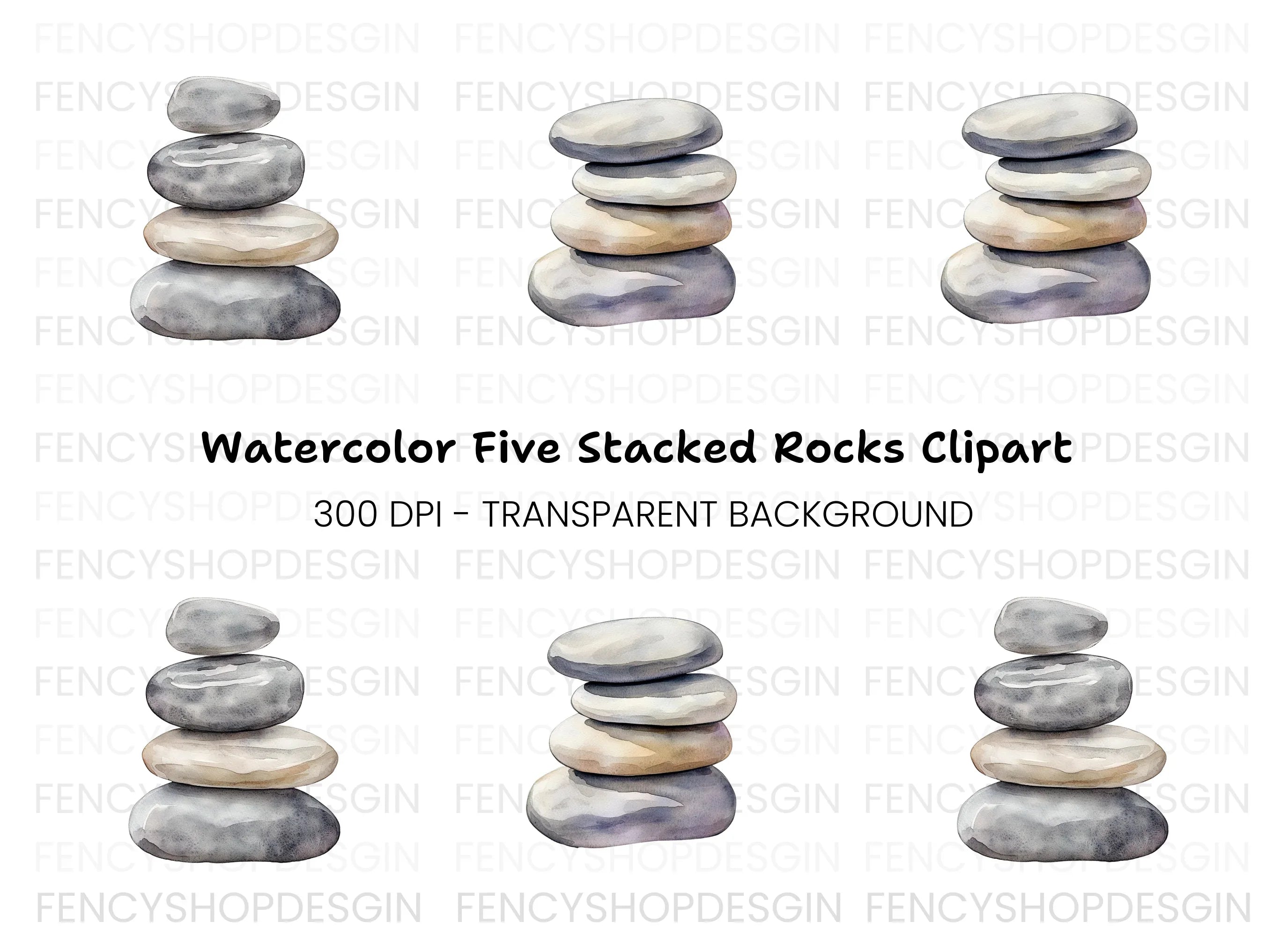 Stacked Stones Clipart Bundle