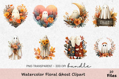 Floral Ghost Clipart Bundle - CraftNest - Digital Crafting and Art