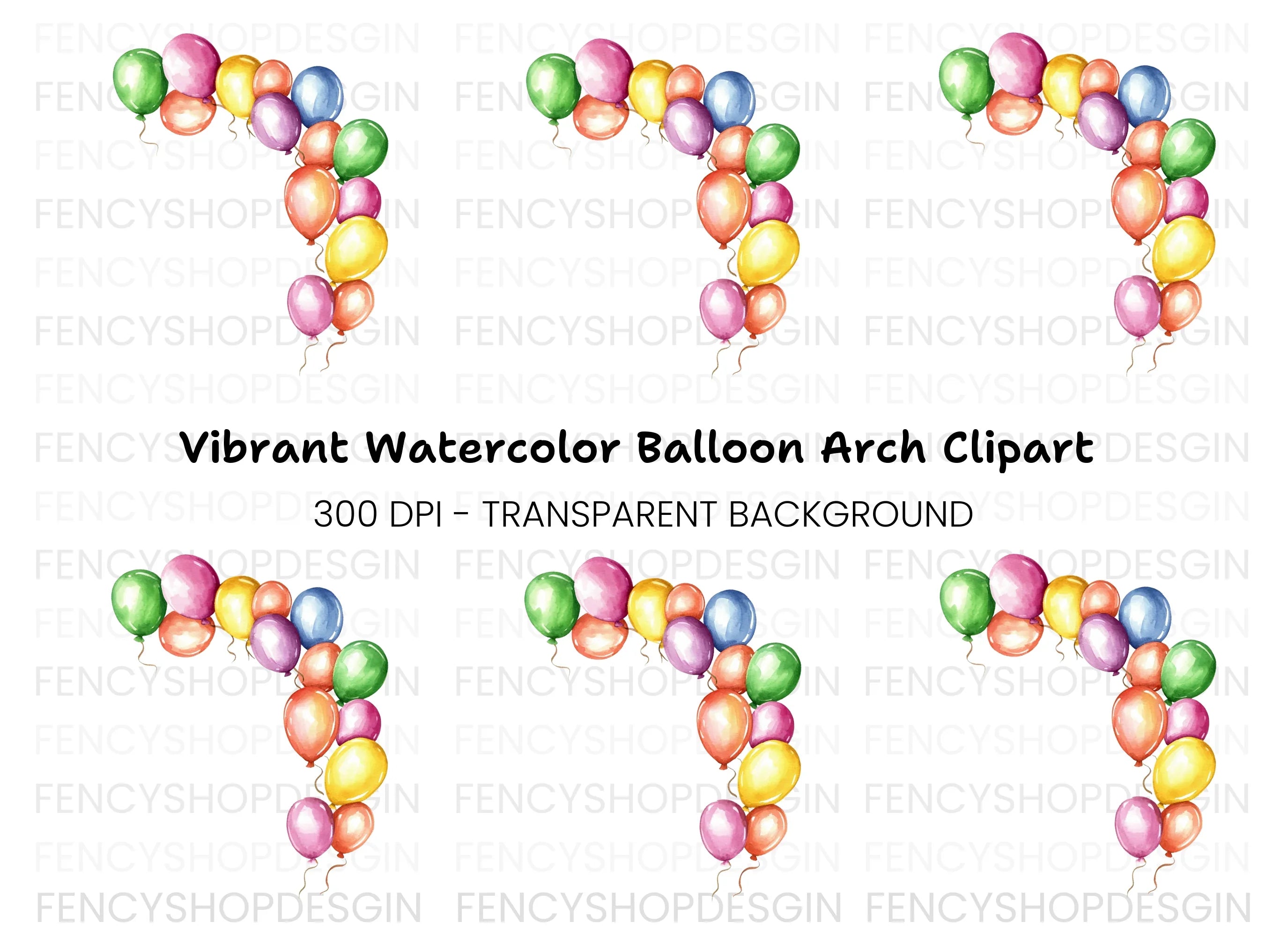Colorful Balloon Arch Clipart Bundle