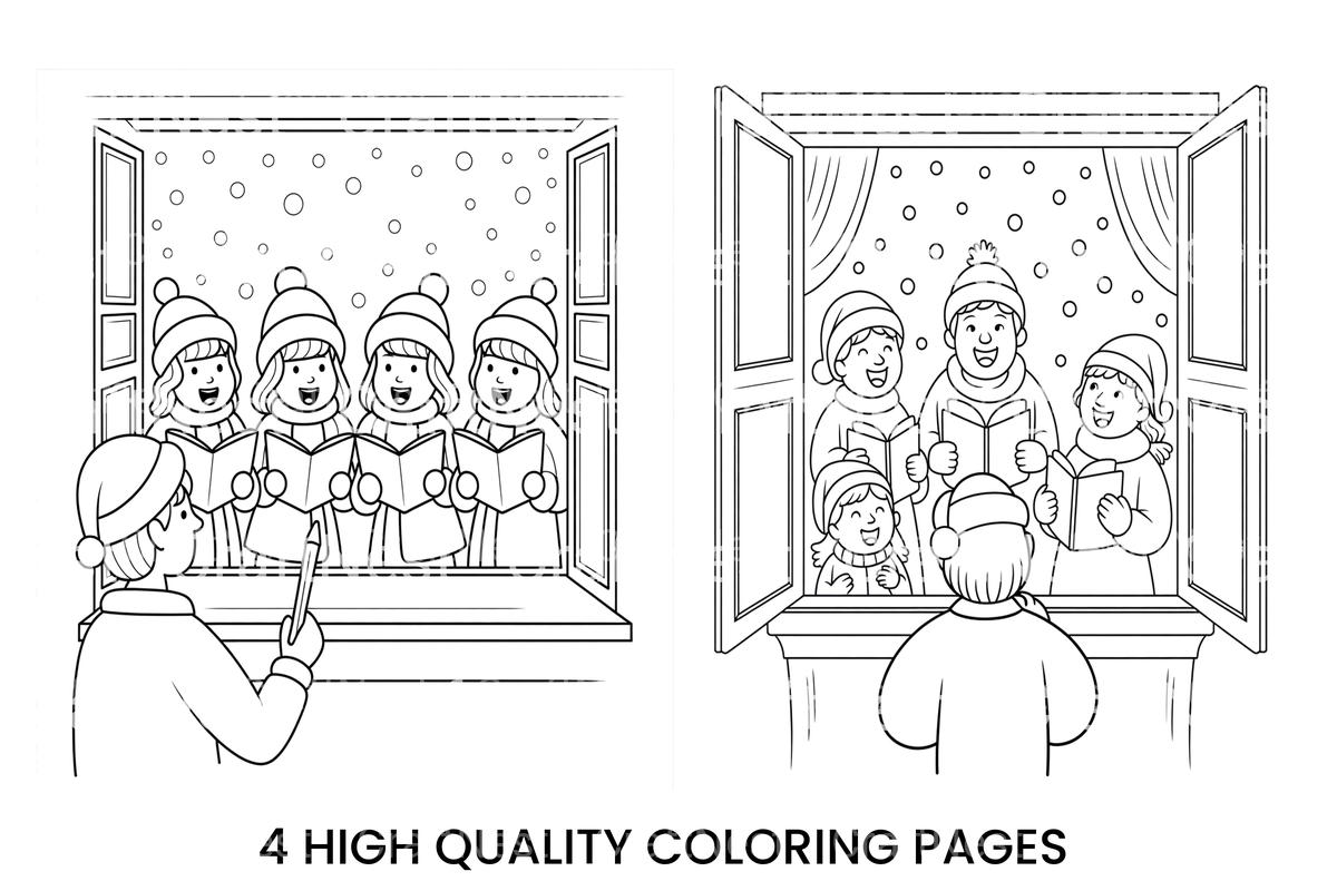 Christmas Carolers Winter Scene Coloring Books