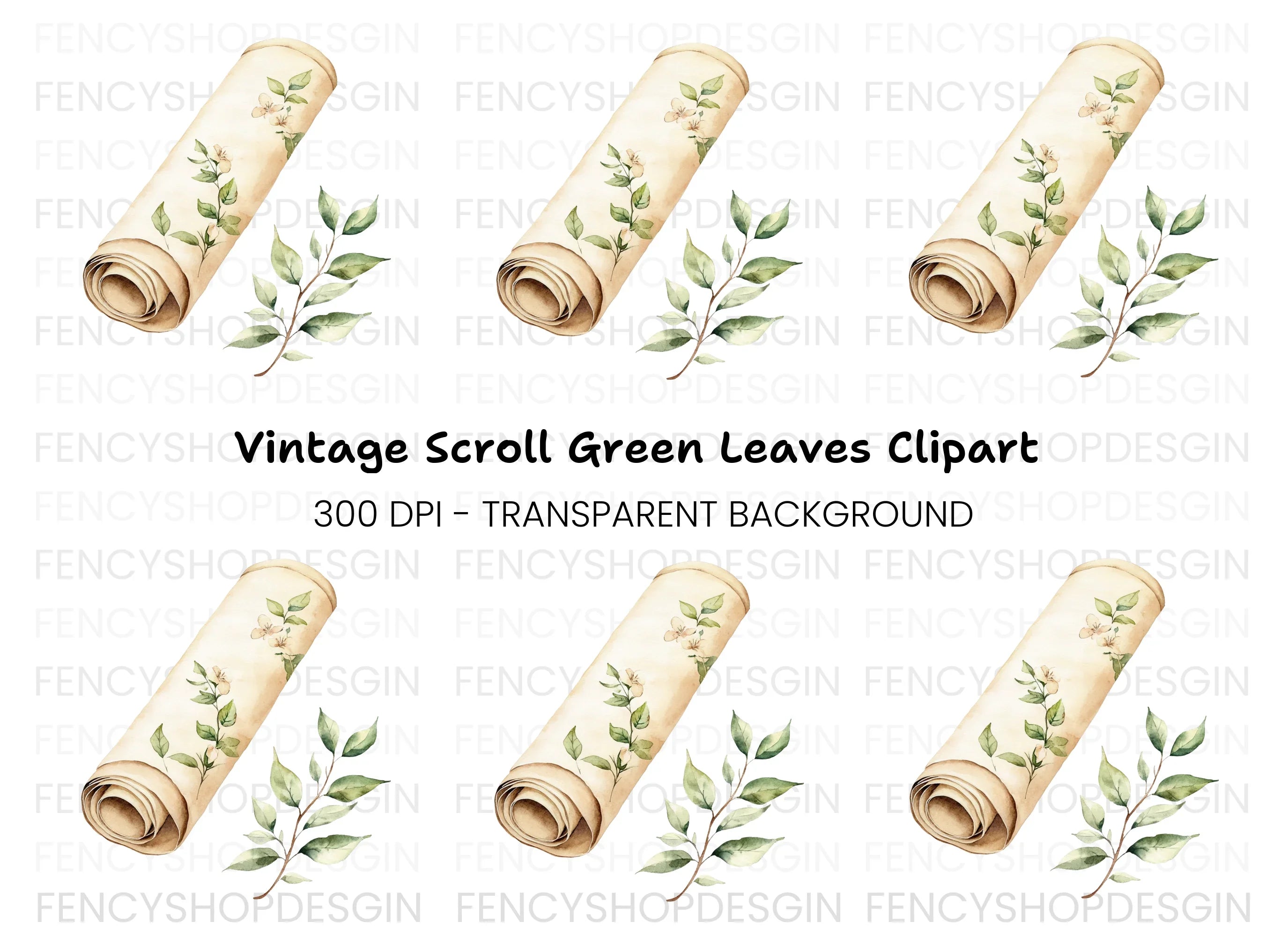Floral Scroll Clipart Bundle