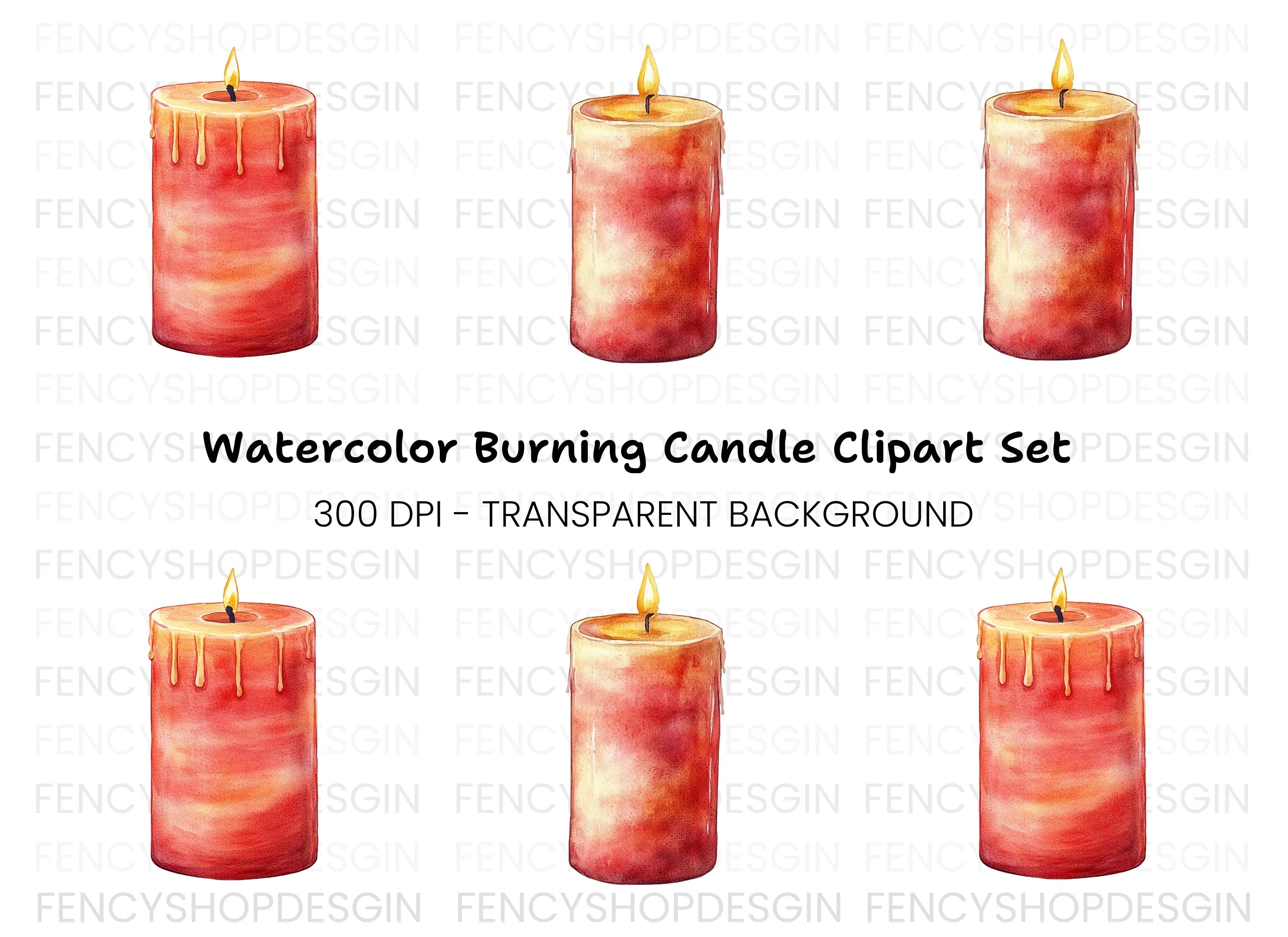 Red Candle Clipart Bundle