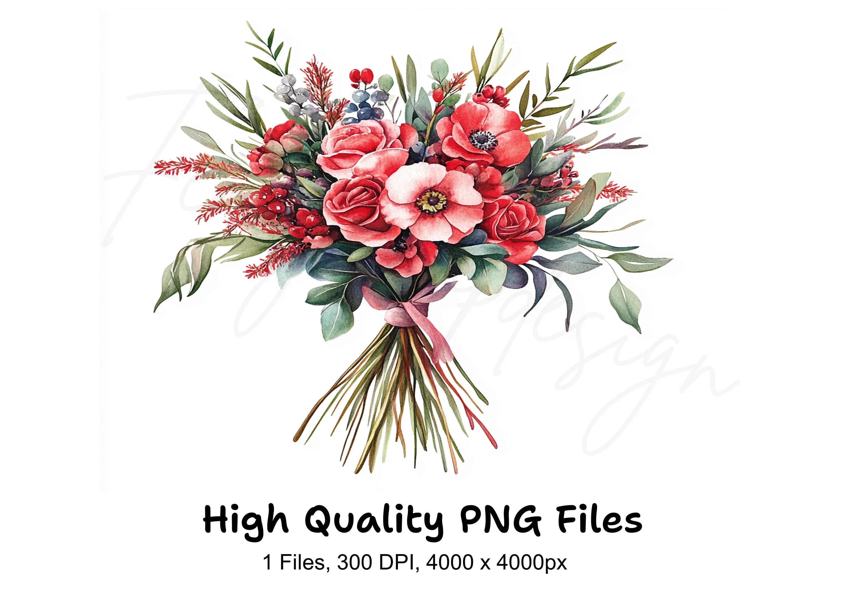 Vibrant Floral Bouquet Clipart Bundle