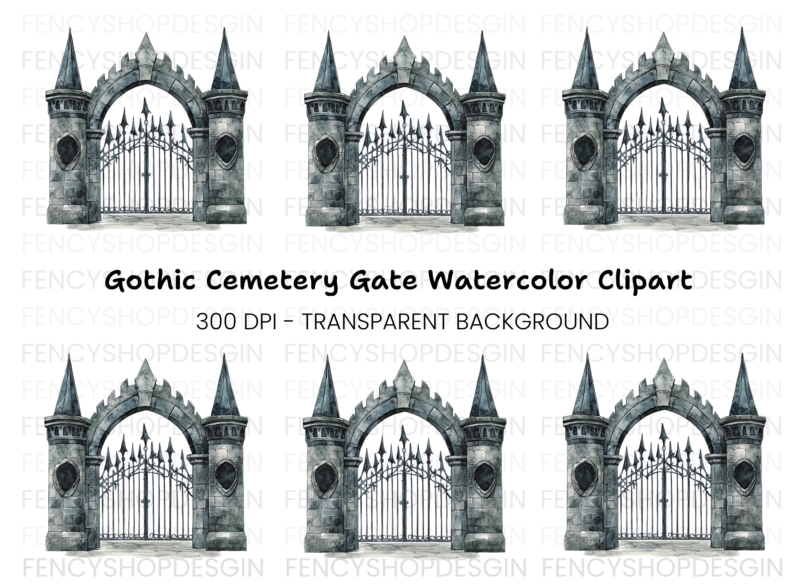 Medieval Stone Gate Clipart Bundle