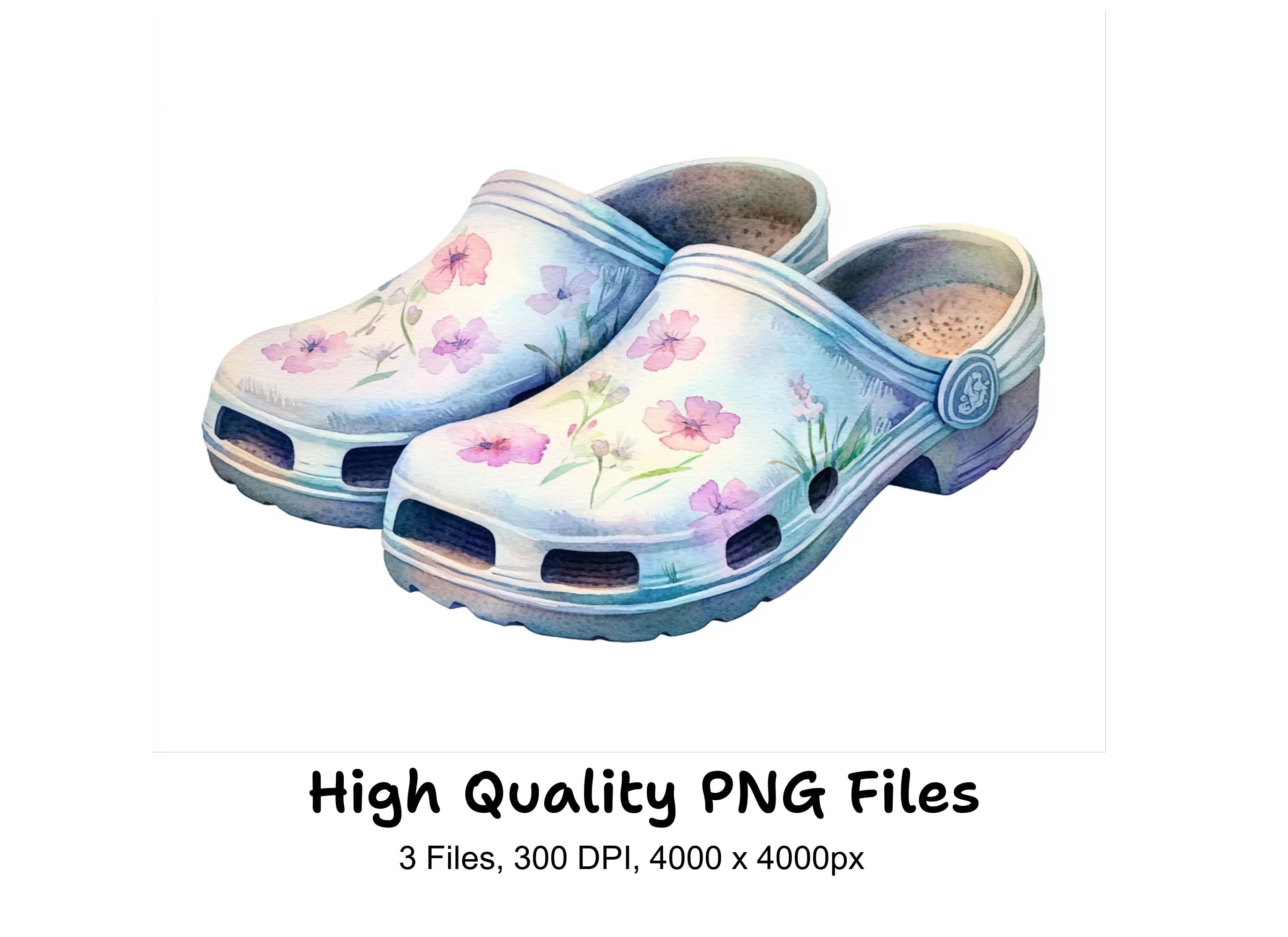 Pastel Floral Clogs Clipart Bundle