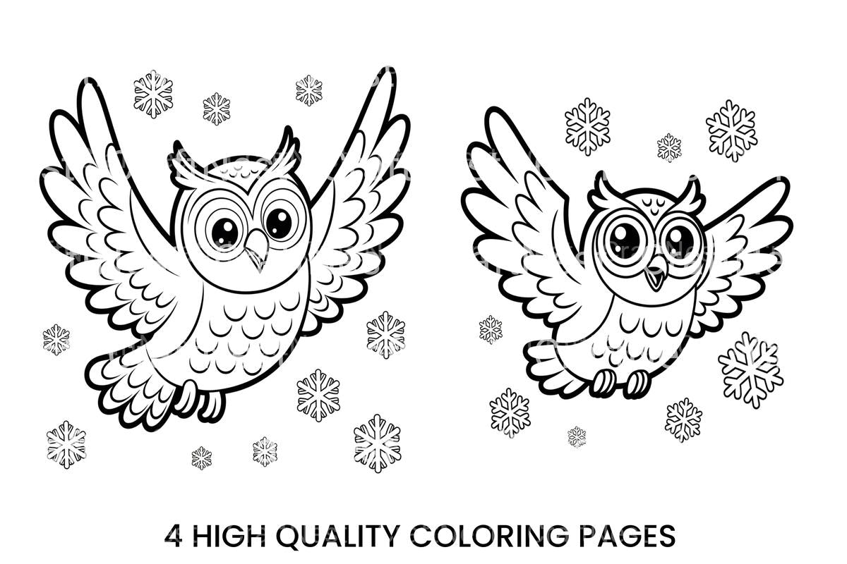 Cute Winter Owl Coloring Books