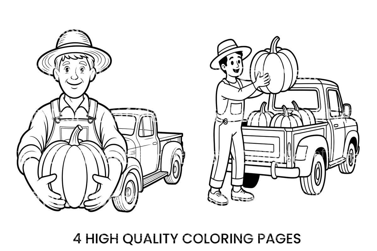 Farmer Loading Pumpkins Coloring Books