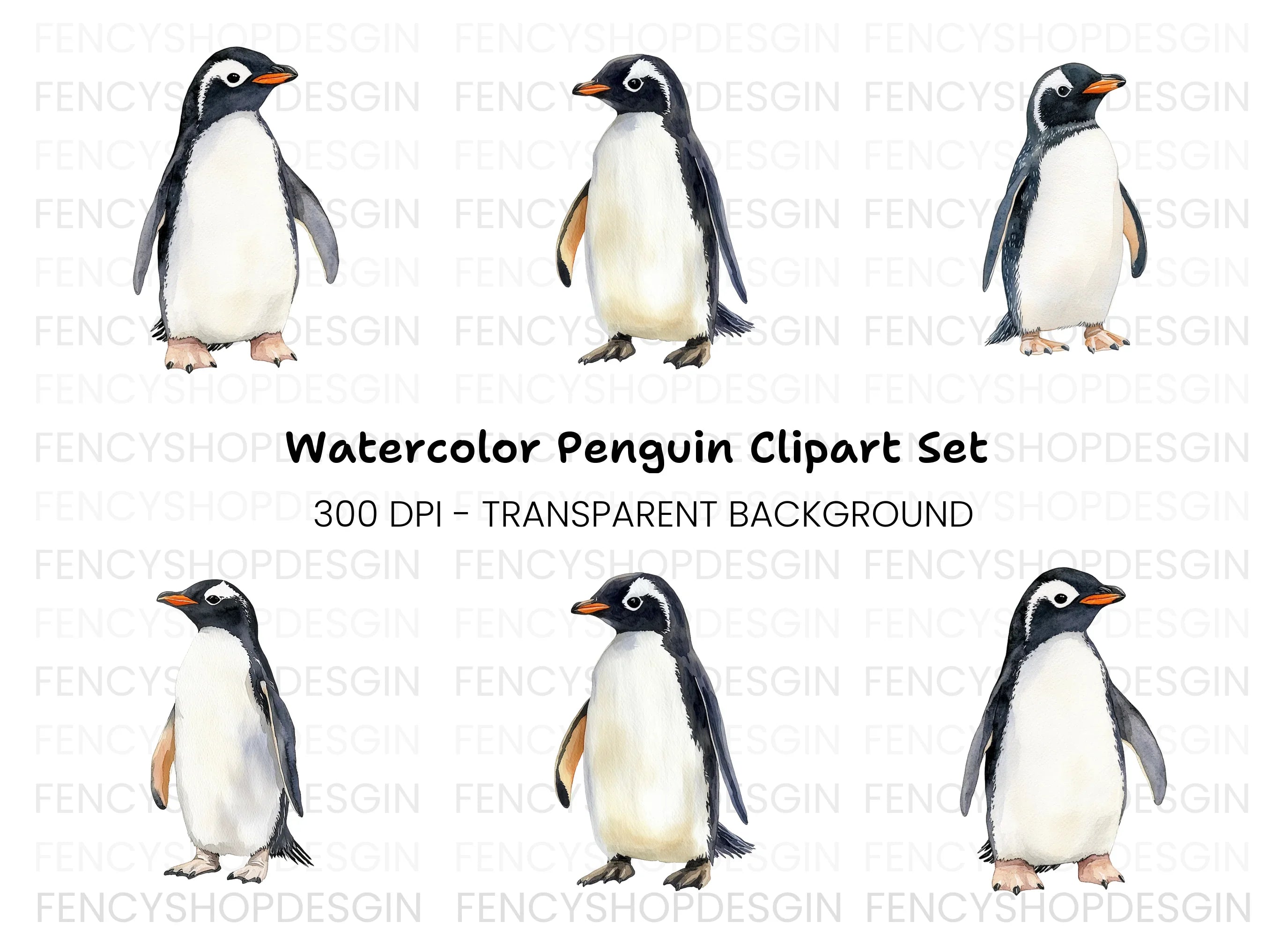 Gentoo Penguin Clipart Bundle