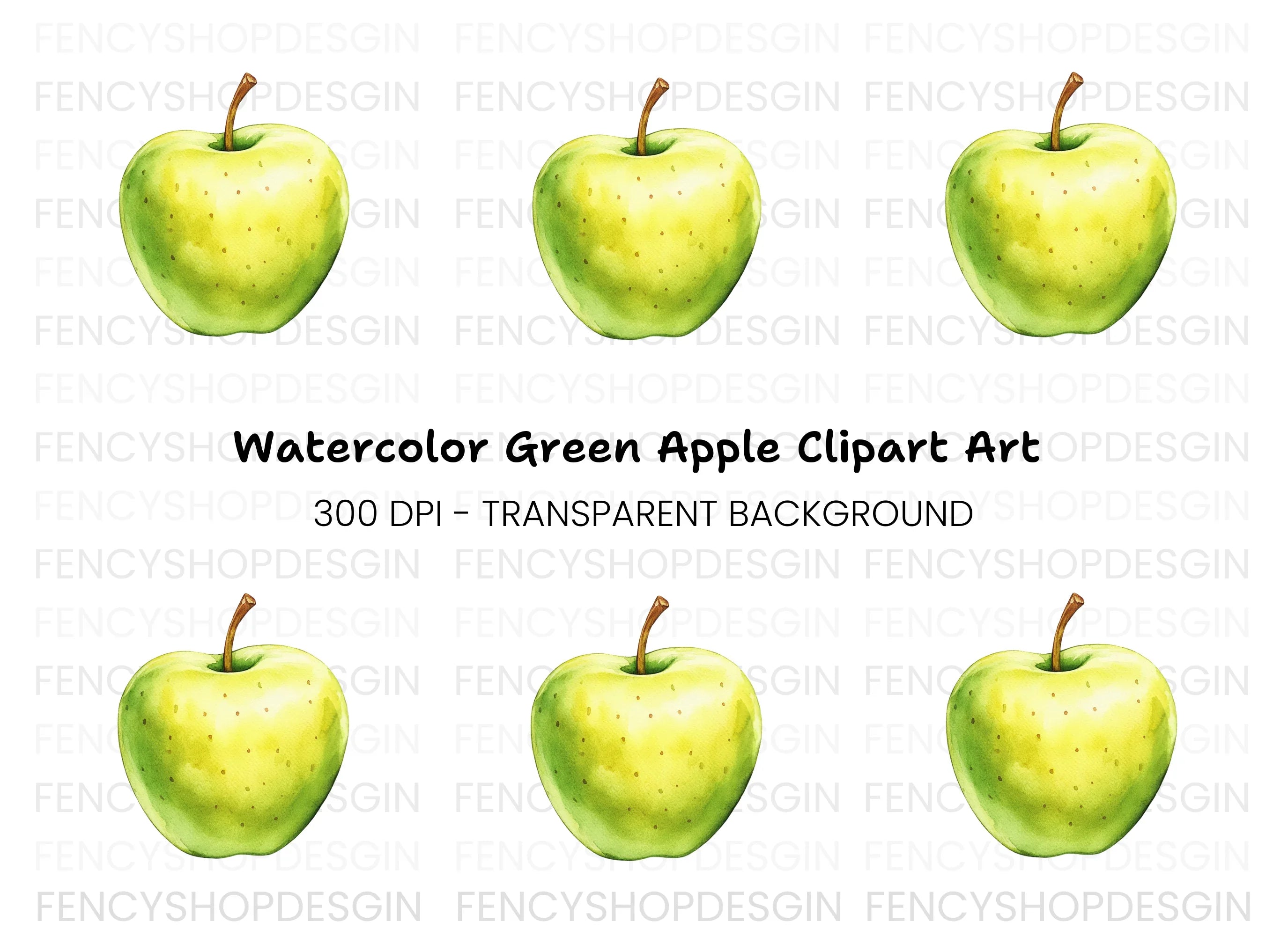 Green Apple Clipart Bundle