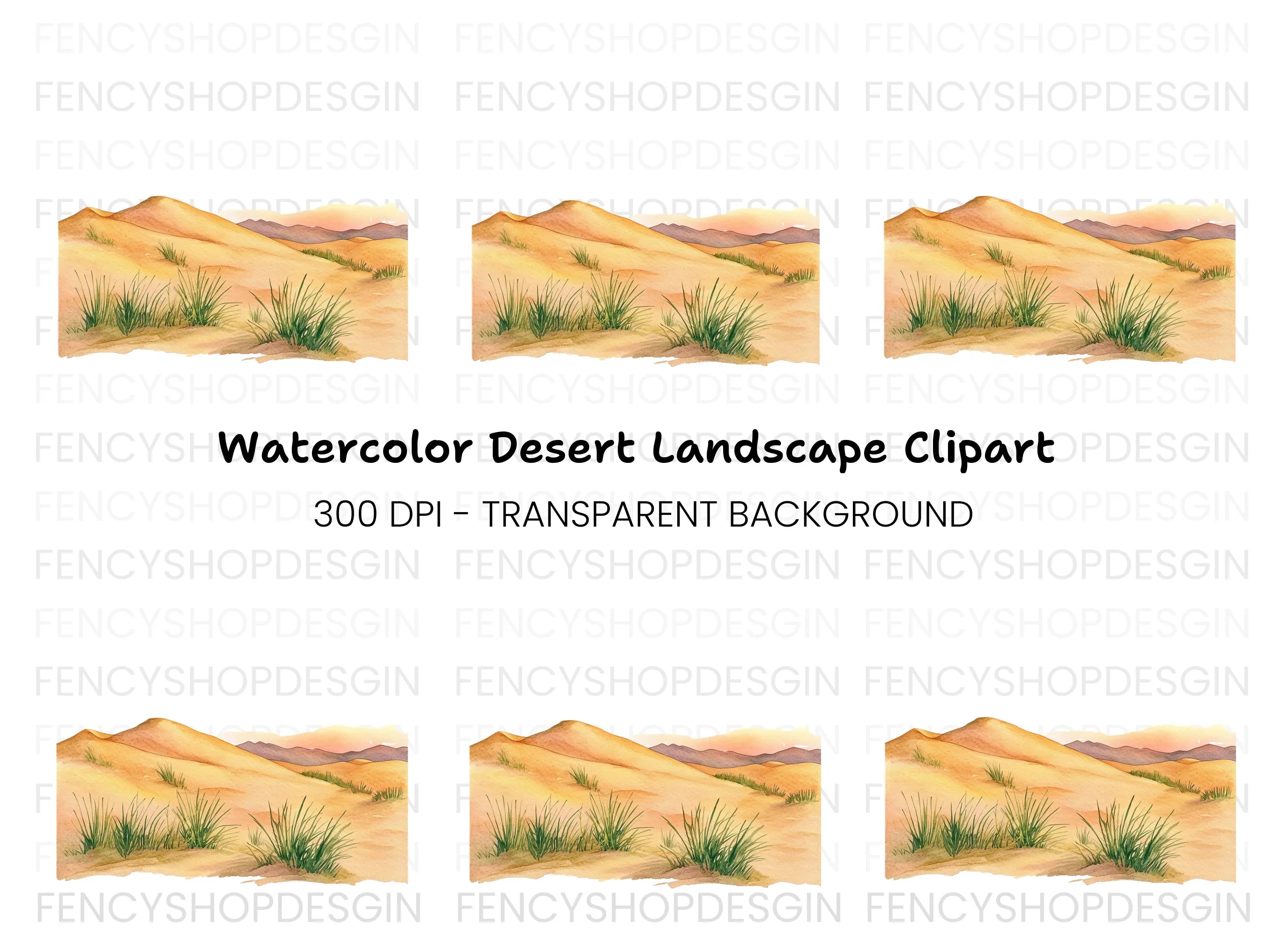 Desert Landscape Dunes Clipart Bundle