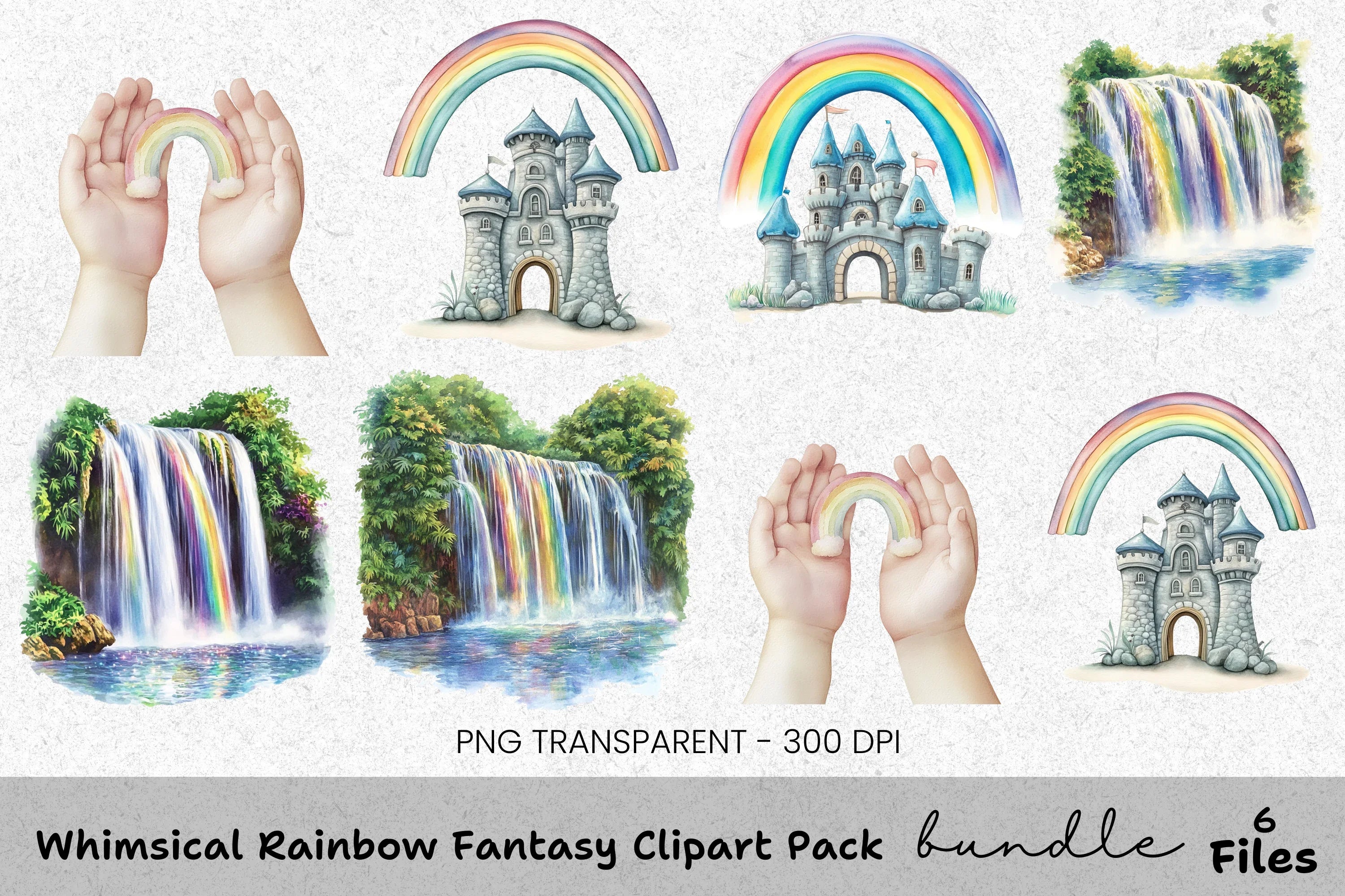 Whimsical Rainbow Fantasy Clipart Bundle