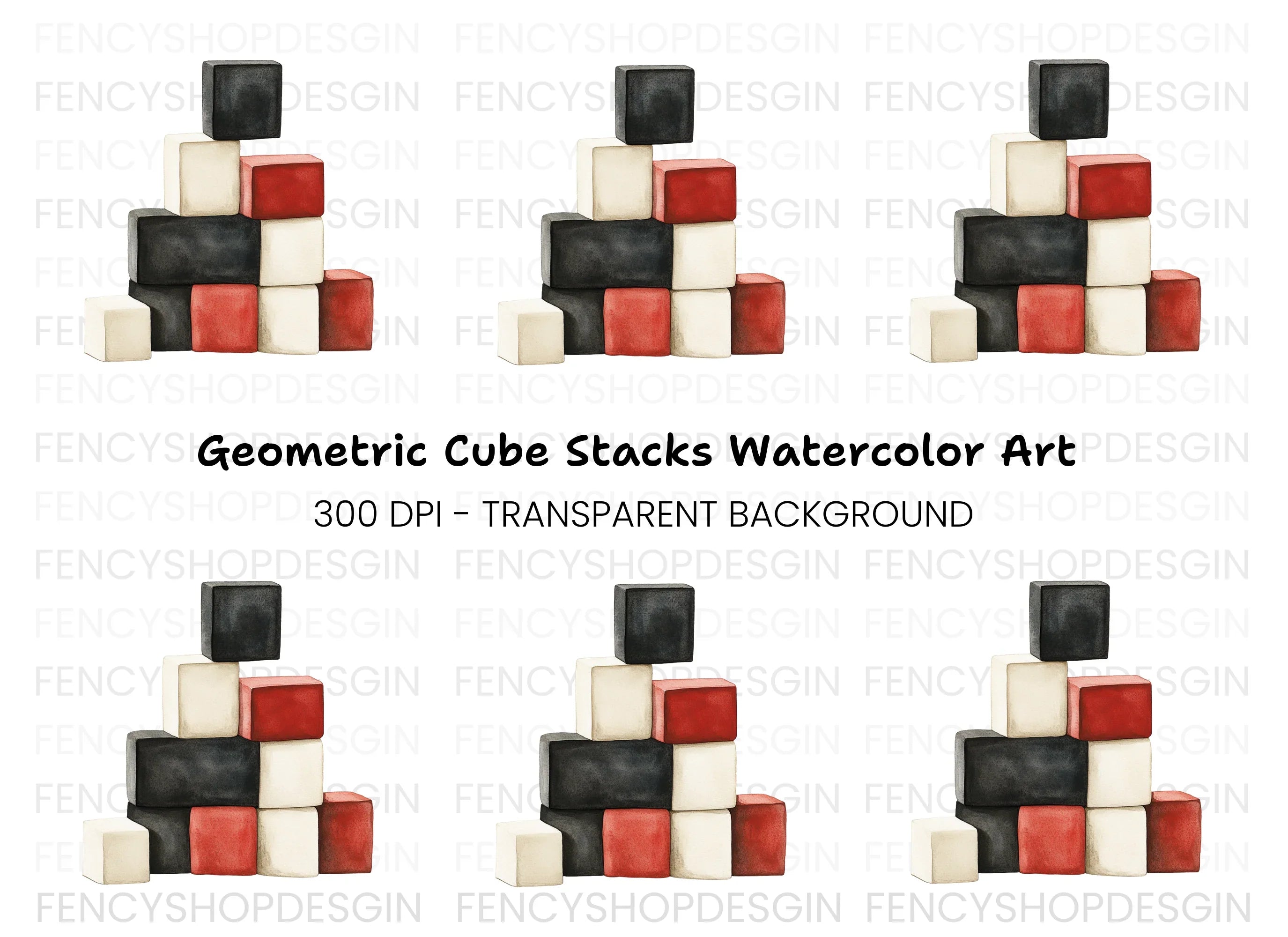 Stacked Cubes Clipart Bundle