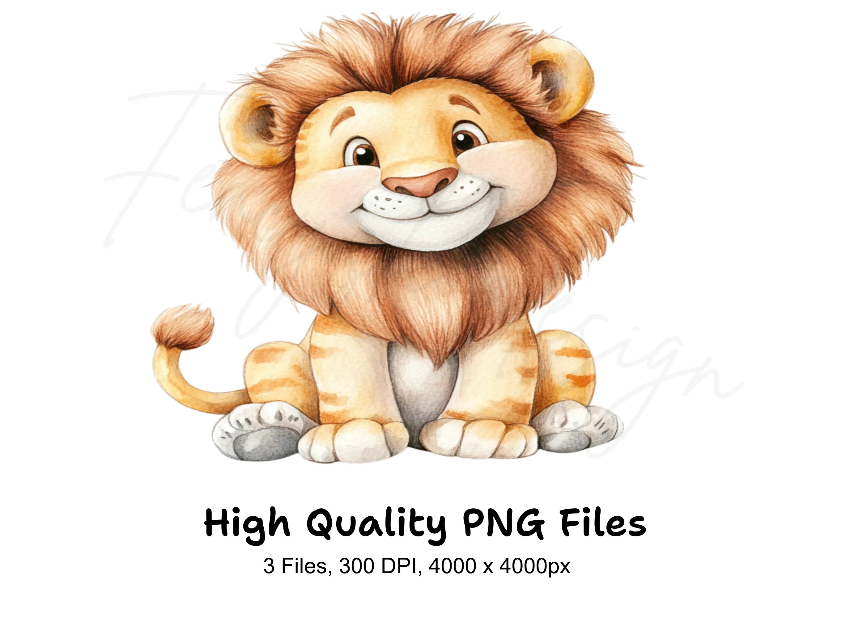 Cute Baby Lion Clipart Bundle
