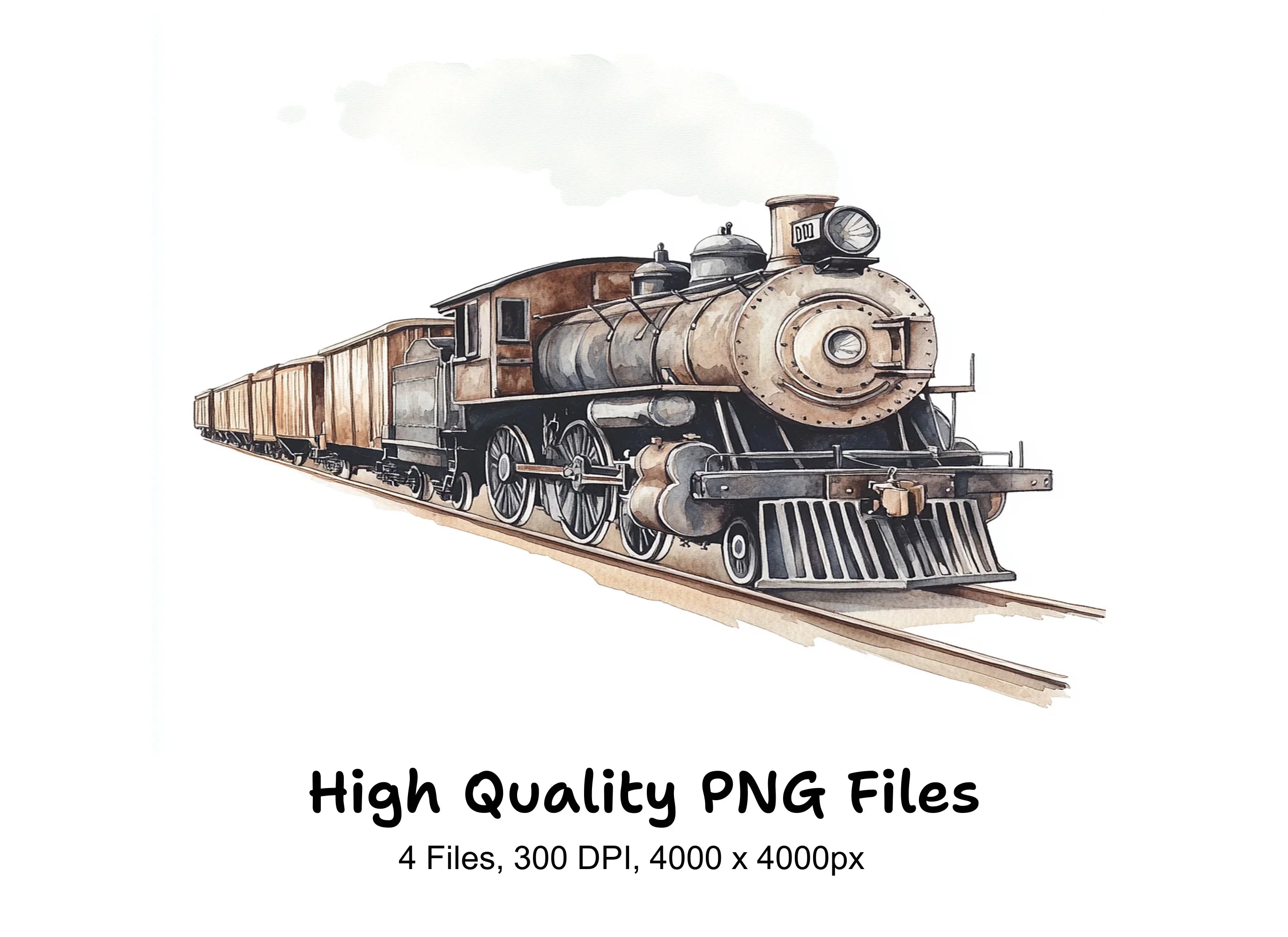 Vintage Steam Train Clipart Bundle